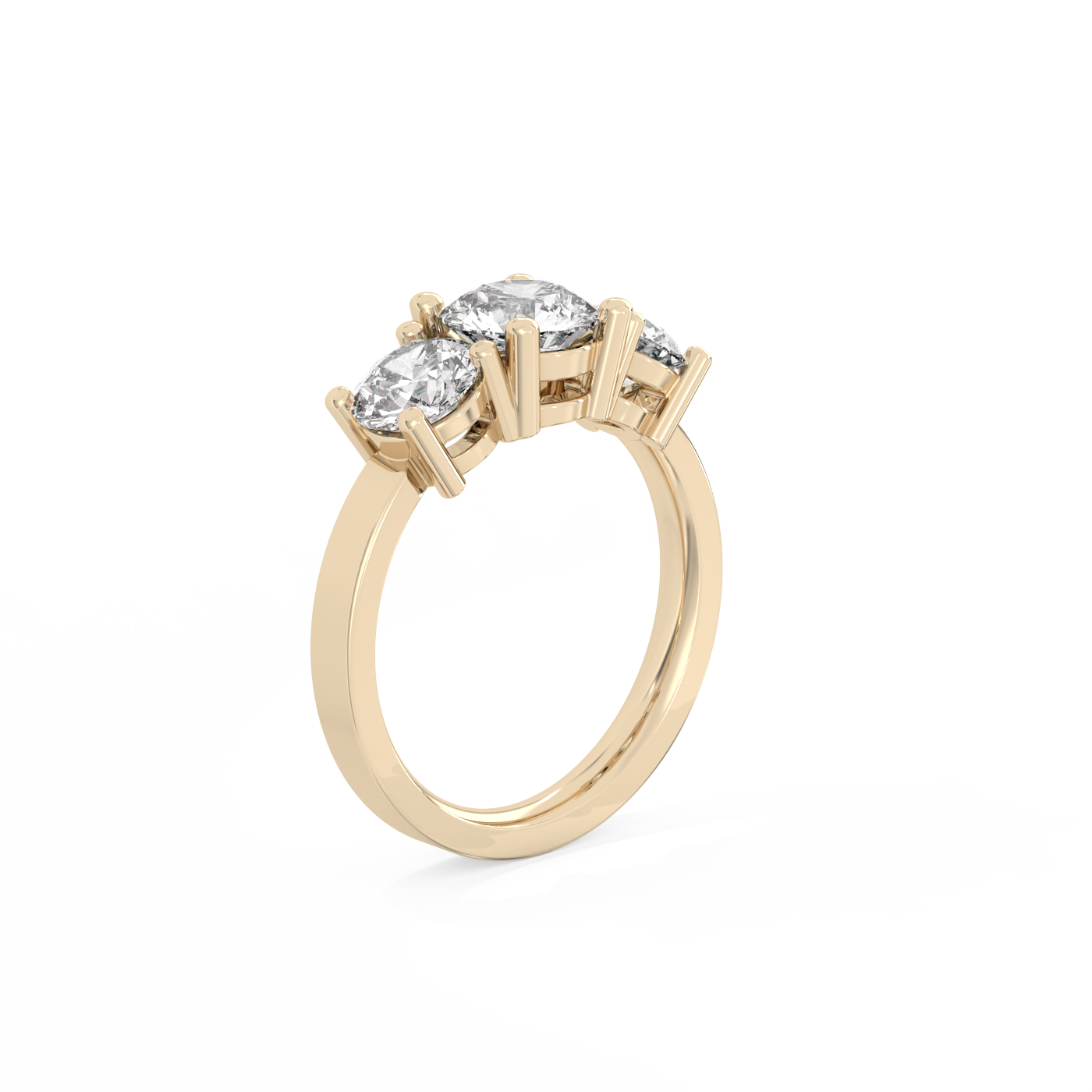 Round Trilogy Lab-grown Diamond Ring - 14K Yellow Gold (2.4 ct.)