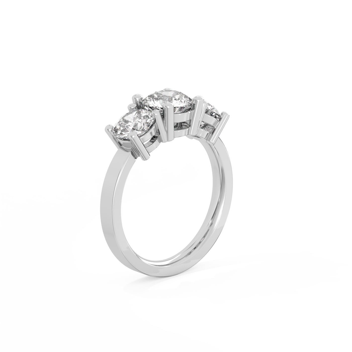 Round Trilogy Diamond Ring - 14K White Gold (2.4 ct.)