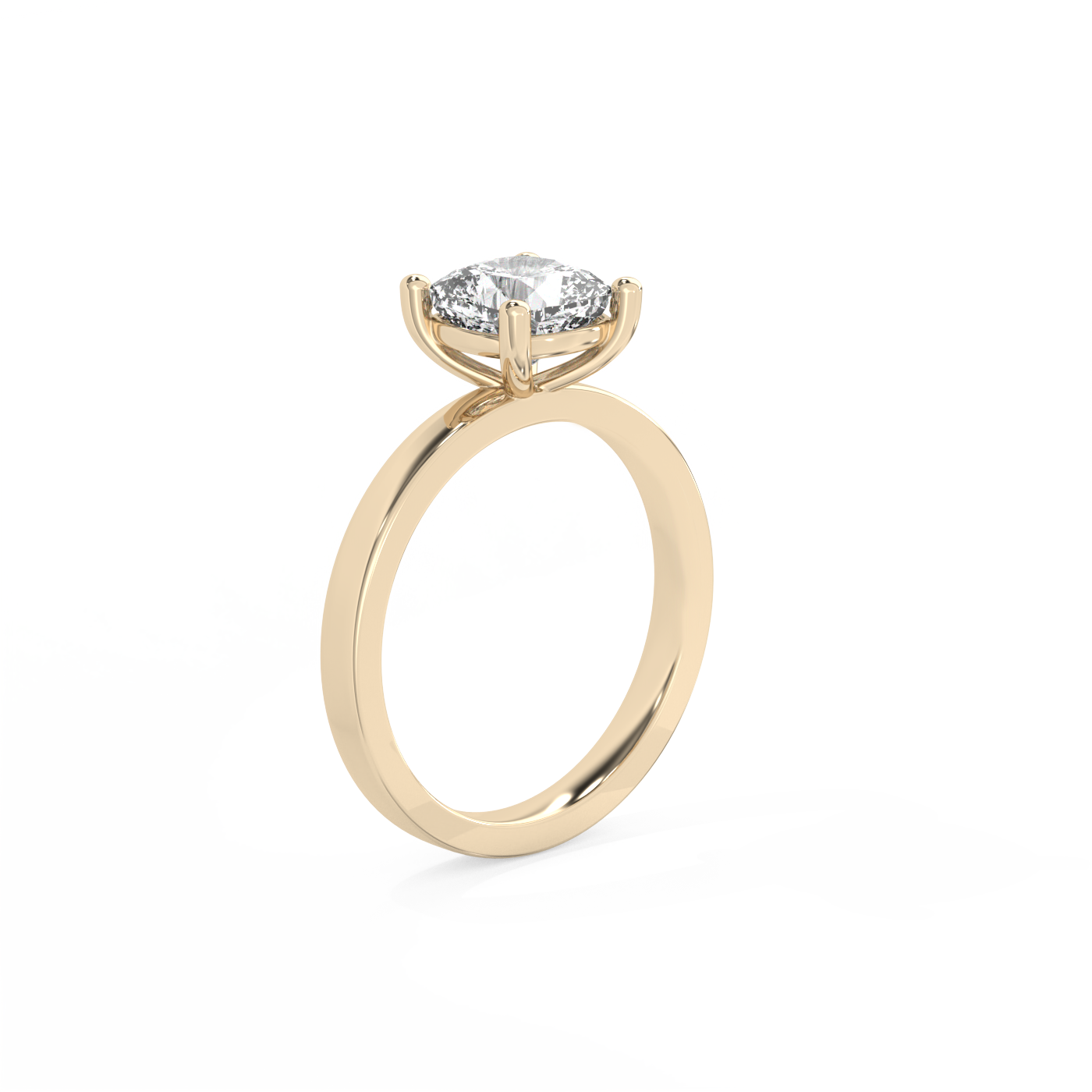 Cushion Solitaire Lab-grown Diamond Ring - 14K Yellow Gold (1.5 ct.)
