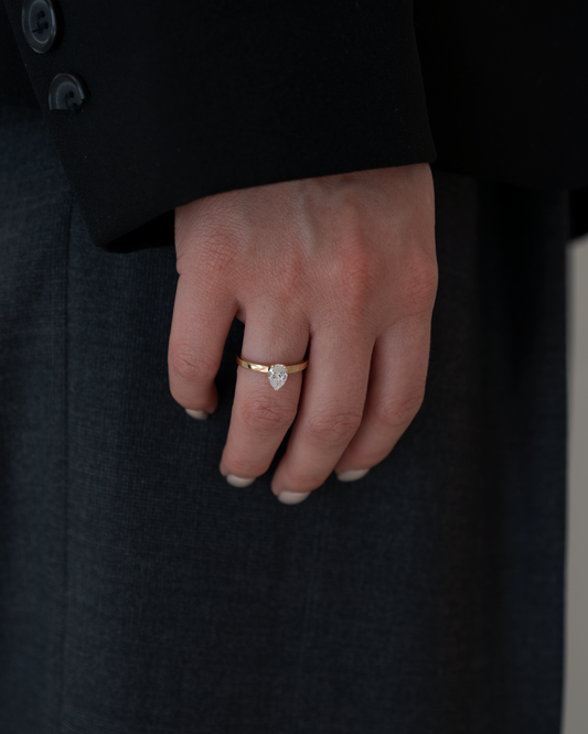 Pear Solitaire Lab-grown Diamond Ring - 14K Yellow Gold (0.5 ct.)