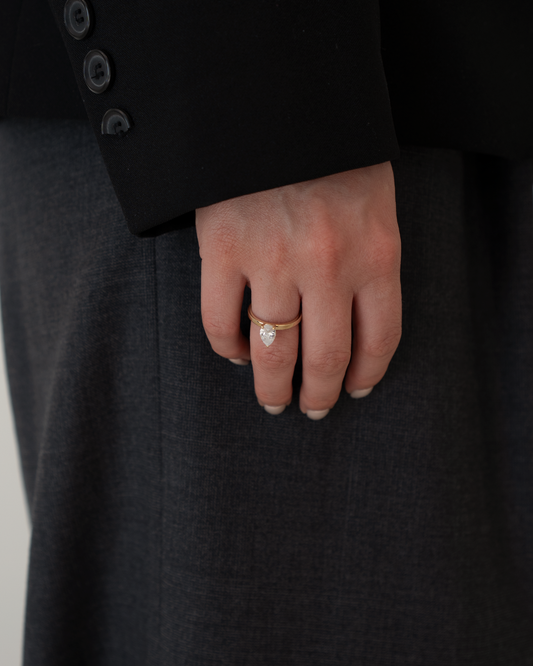 Pear Solitaire Lab-grown Diamond Ring - 14K Yellow Gold (1 ct.)