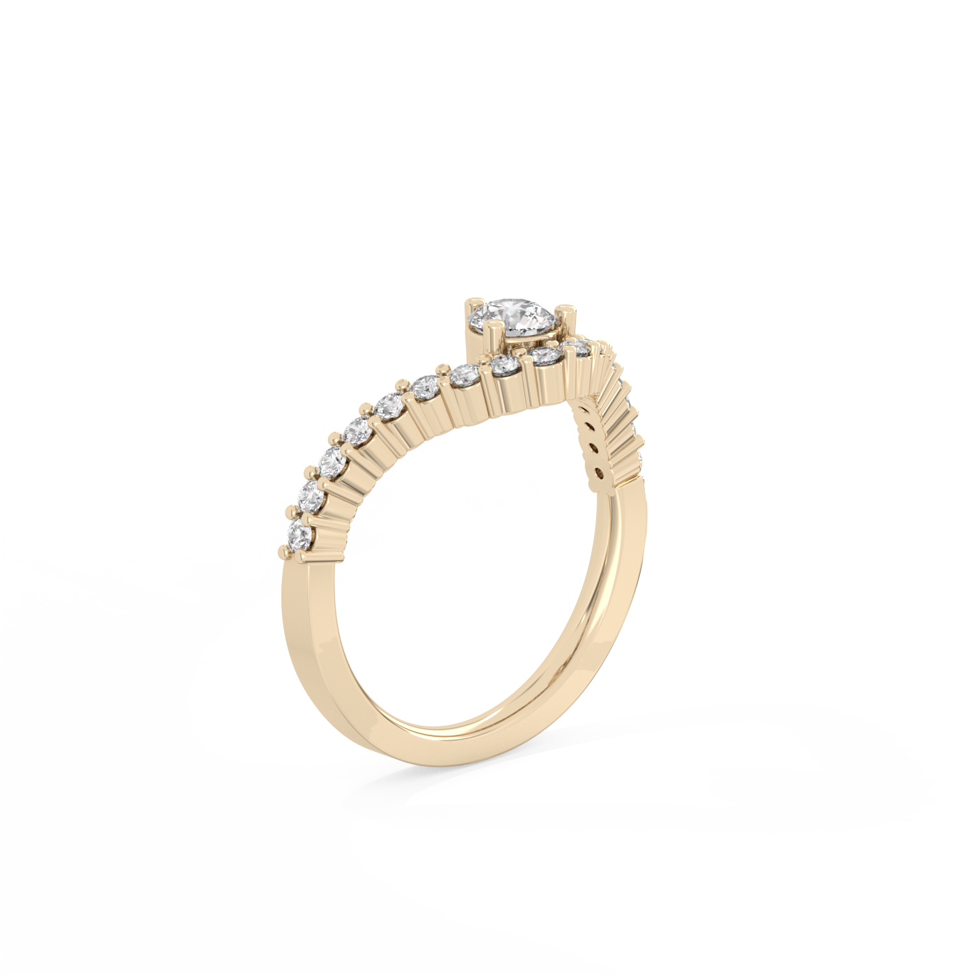 Round Pavé Diamond Ring - 14K Yellow Gold (0.57 ct.)
