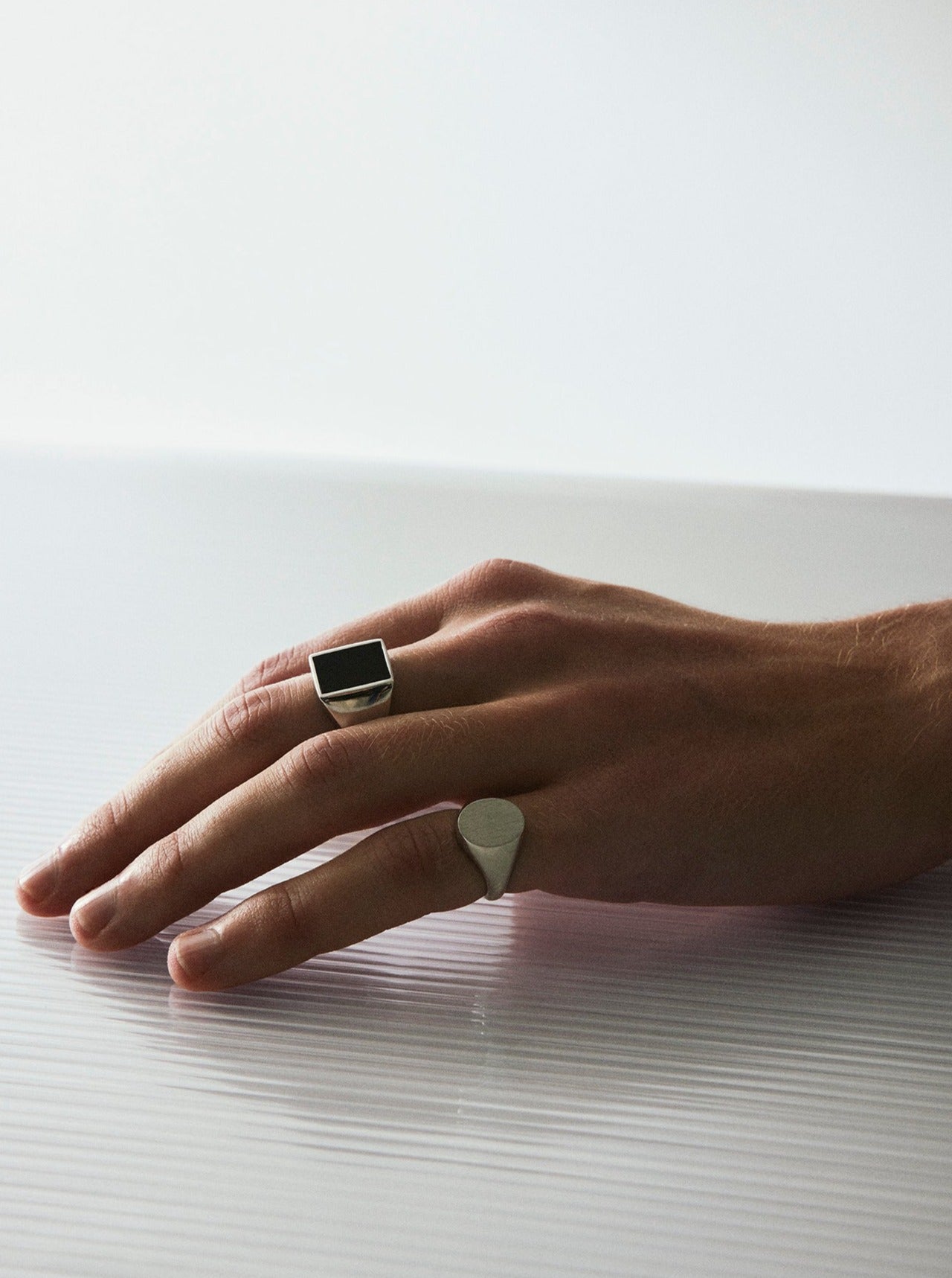Square Signet Ring Black Agate Sterling Silver