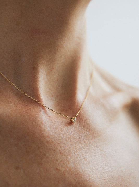 Large Bezel Lab-grown Diamond Necklace - 14K Yellow Gold (0.17 ct.)