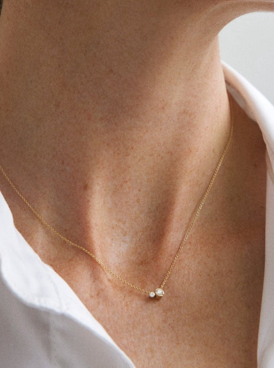 Bezel Lab-grown Diamond Necklace - 14K Yellow Gold (0.13 ct.)