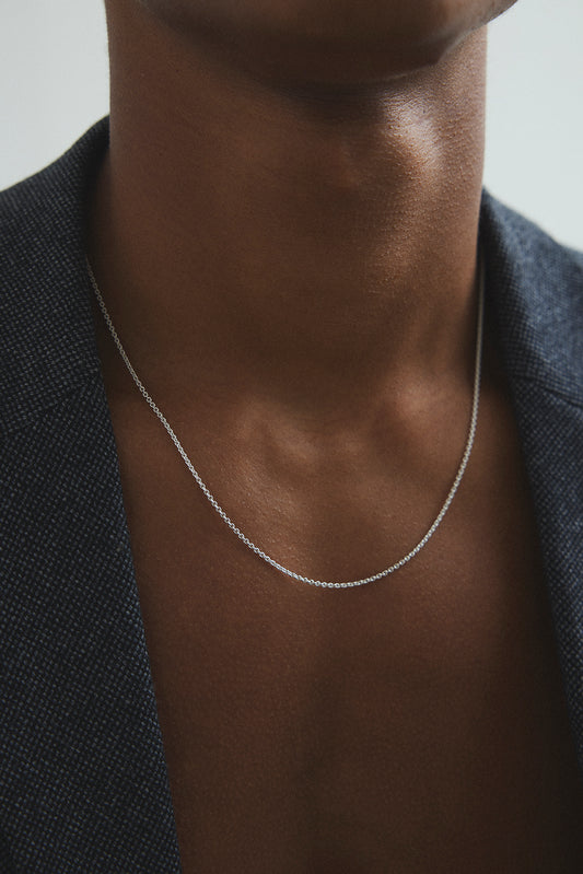 Thick Cable Necklace Semi-long 45 cm Silver