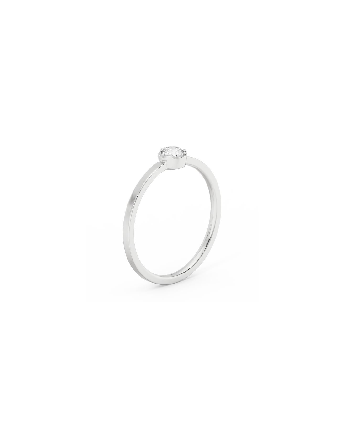 Medium Solitaire Bezel Diamond Ring - 14K White Gold (0.17 ct.)