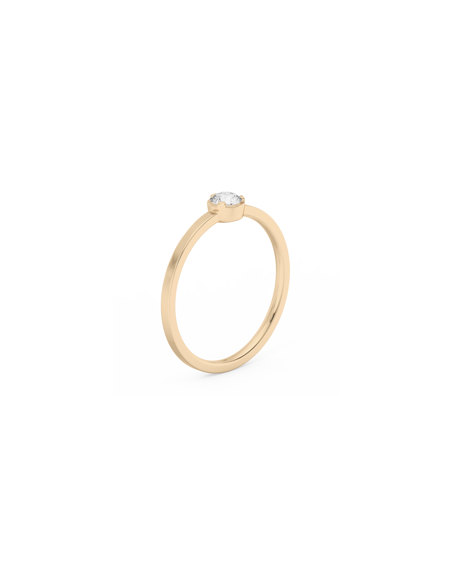 Medium Solitaire Bezel Diamond Ring 14K Gold (0.17 ct.)