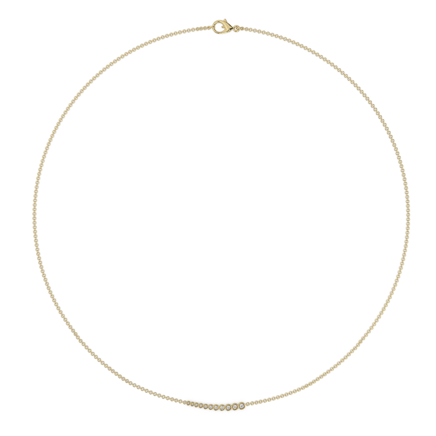 Bezel Tennis Diamond Necklace Tiny 14K Gold (0.11 ct.)