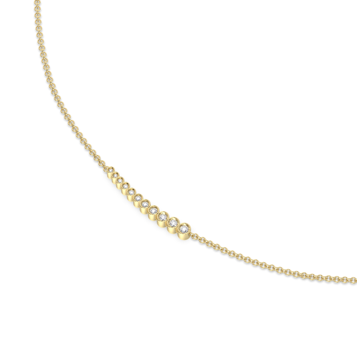 Bezel Tennis Diamond Necklace Tiny 14K Gold (0.11 ct.)