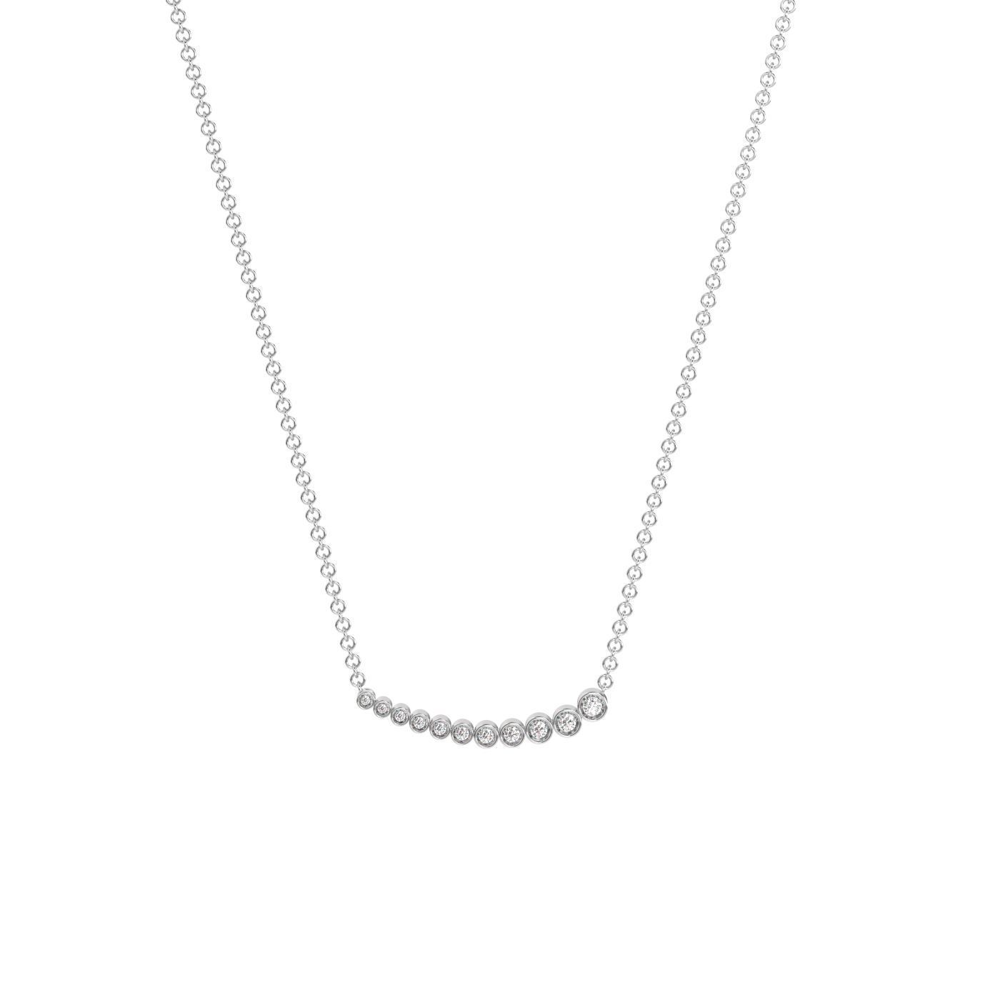 Bezel Tennis Diamond Necklace Tiny 14K Gold (0.11 ct.)