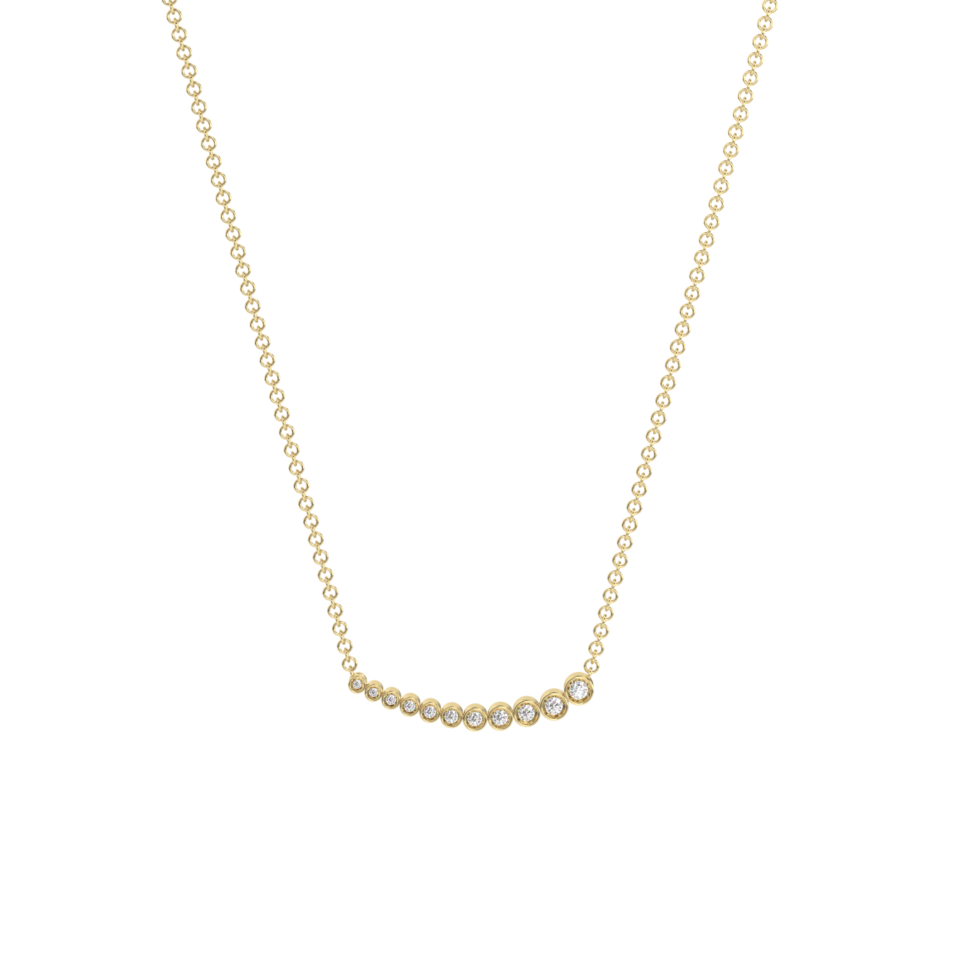 Bezel Tennis Diamond Necklace Tiny 14K Gold (0.11 ct.)