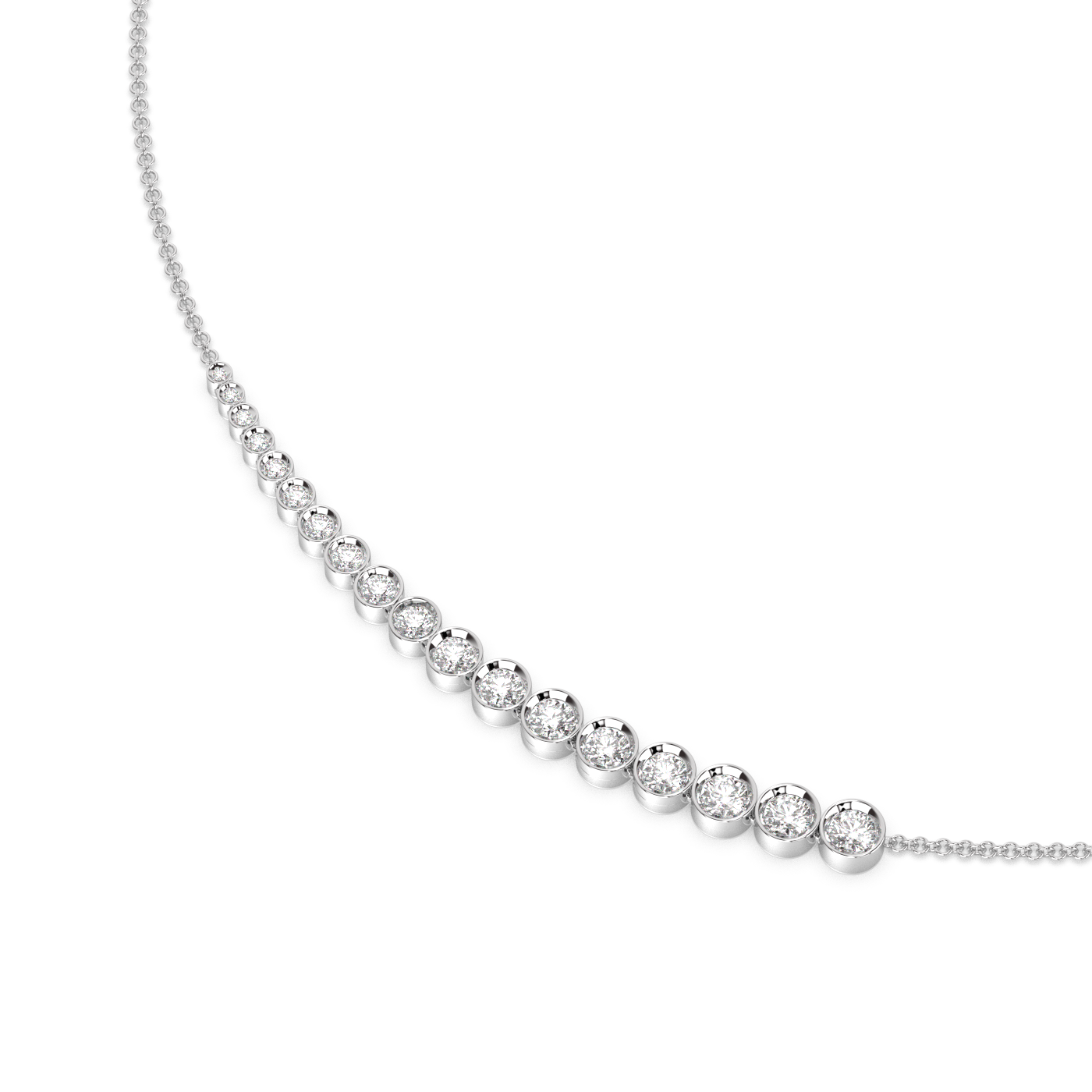 Bezel Tennis Diamond Necklace Medium 14K Gold (1.53 ct.)