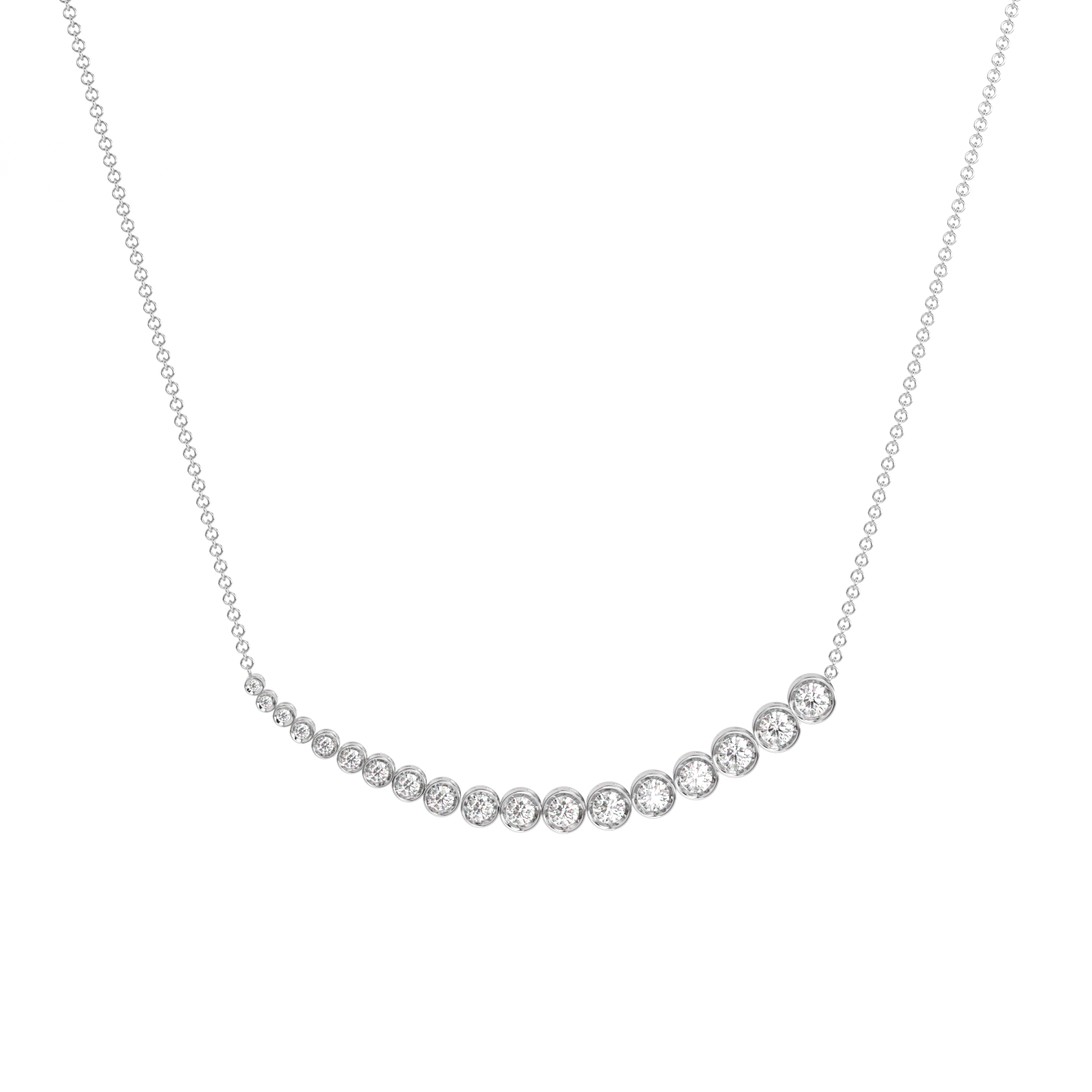 Bezel Tennis Diamond Necklace Medium 14K Gold (1.53 ct.)