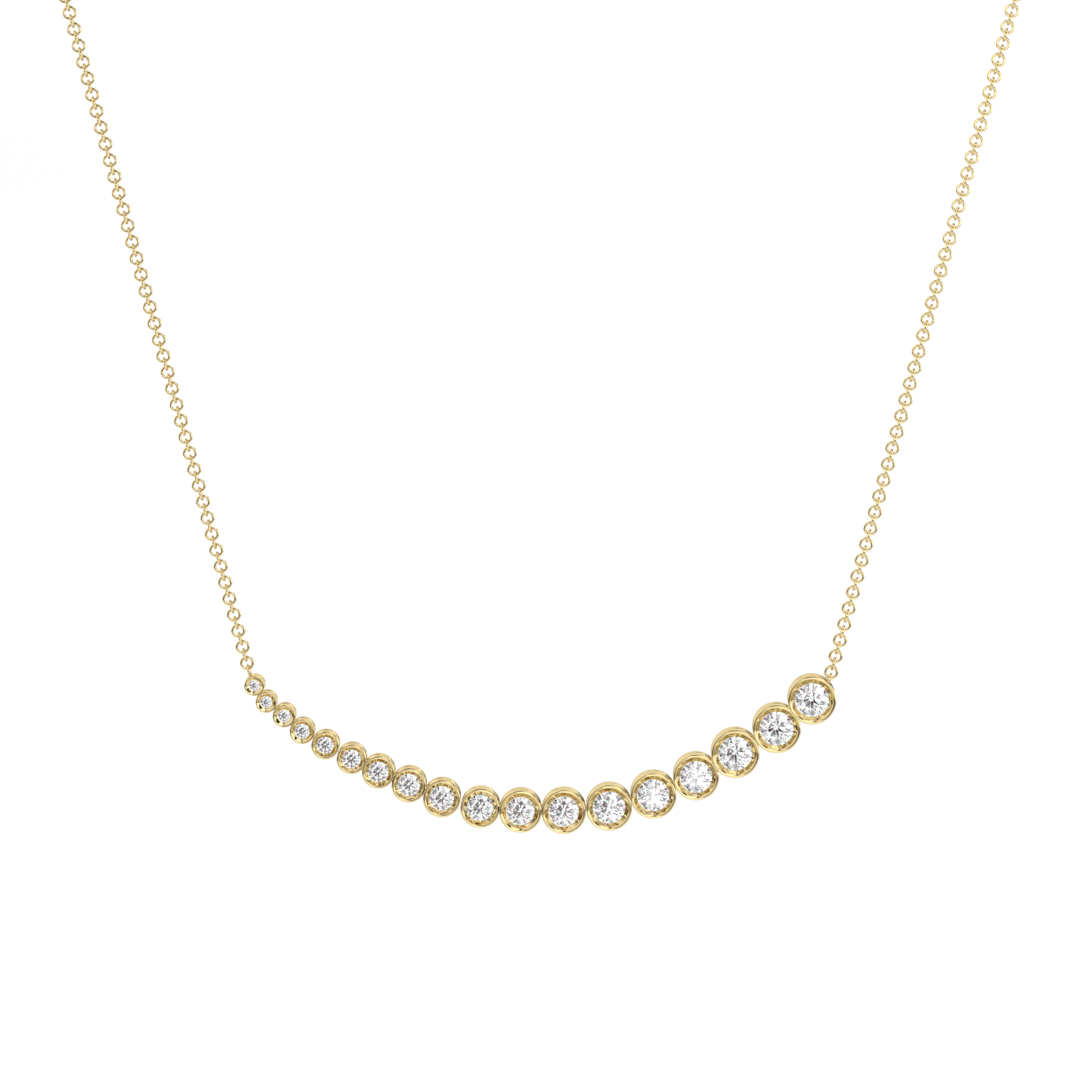 Bezel Tennis Diamond Necklace Medium 14K Gold (1.53 ct.)