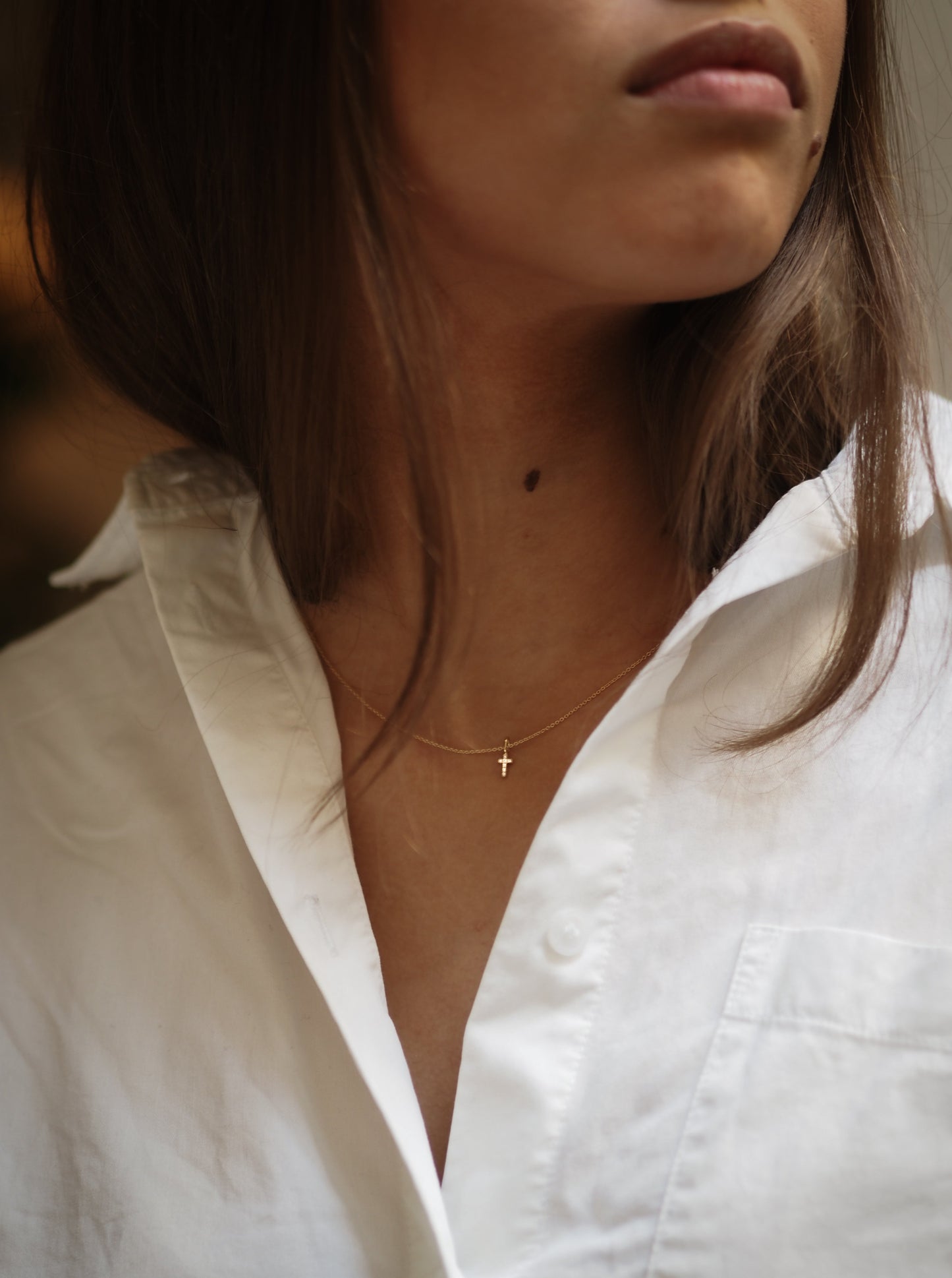 Cross Diamond Pendant 14K Gold (0.02 ct.)