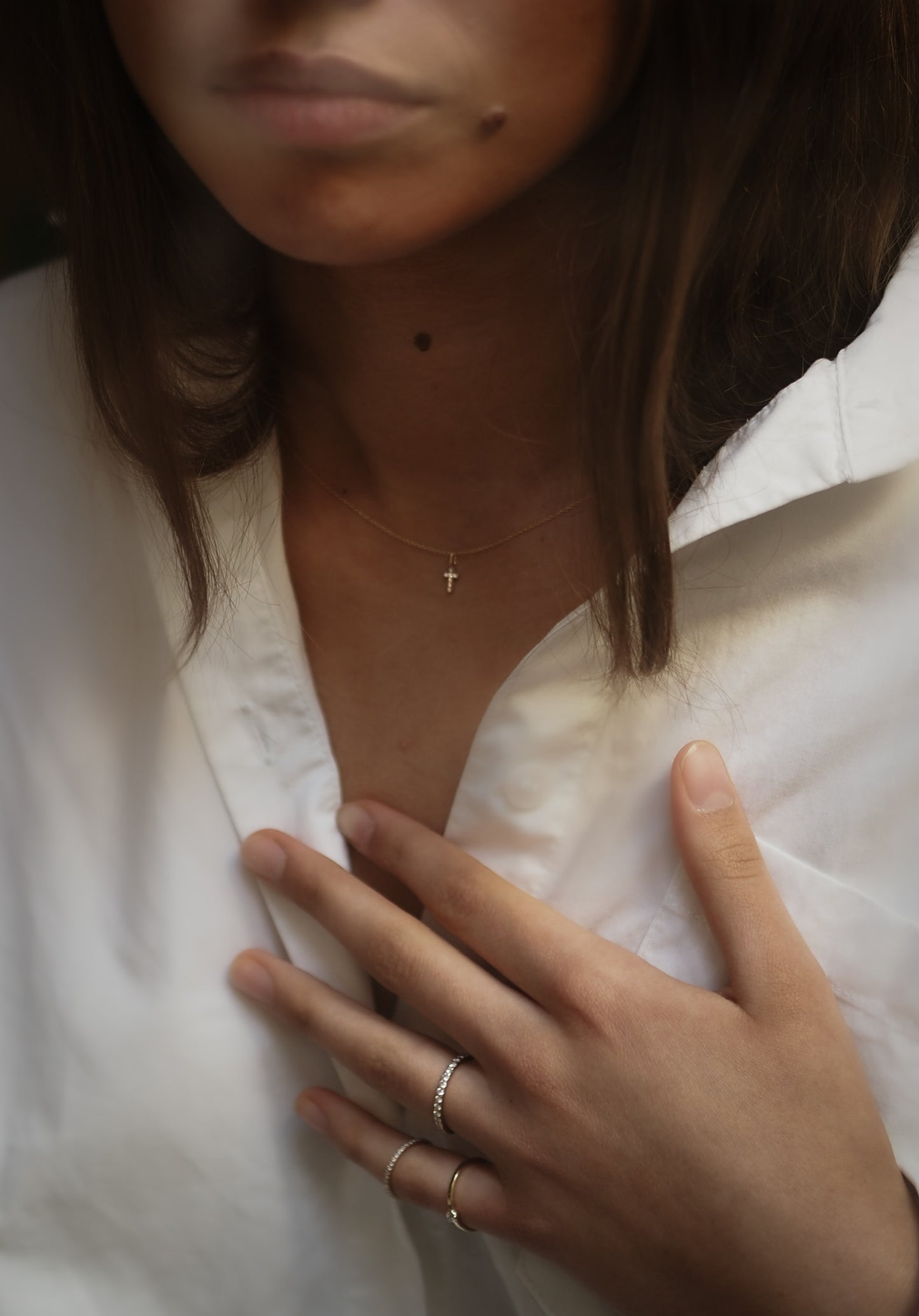 Cross Diamond Pendant 14K Gold (0.02 ct.)