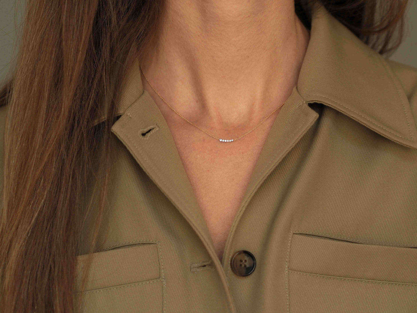 Prong Curve Diamond Necklace 14K Gold (0.07 ct.)
