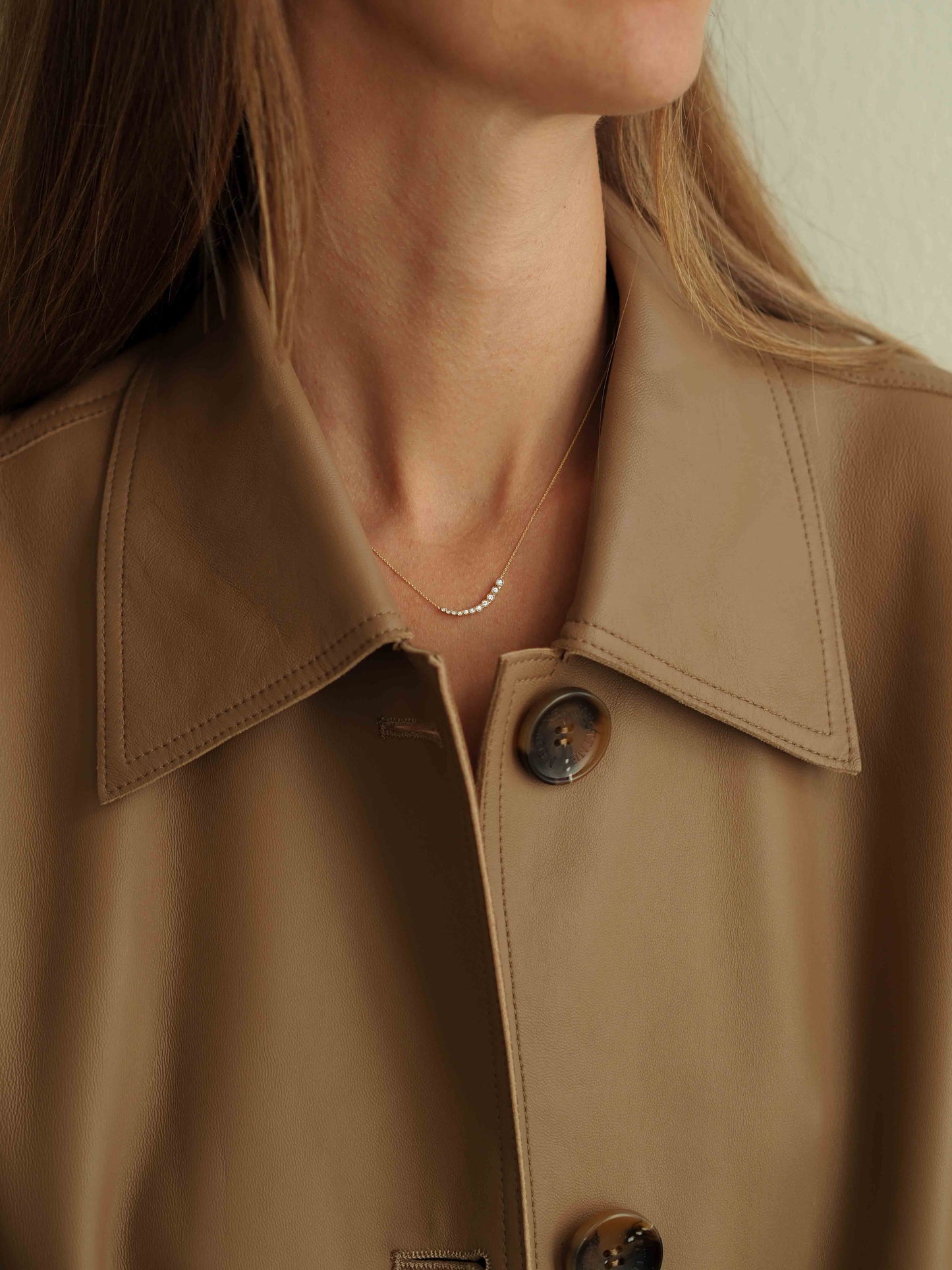 Bezel Tennis Diamond Necklace Tiny 14K Gold (0.11 ct.)