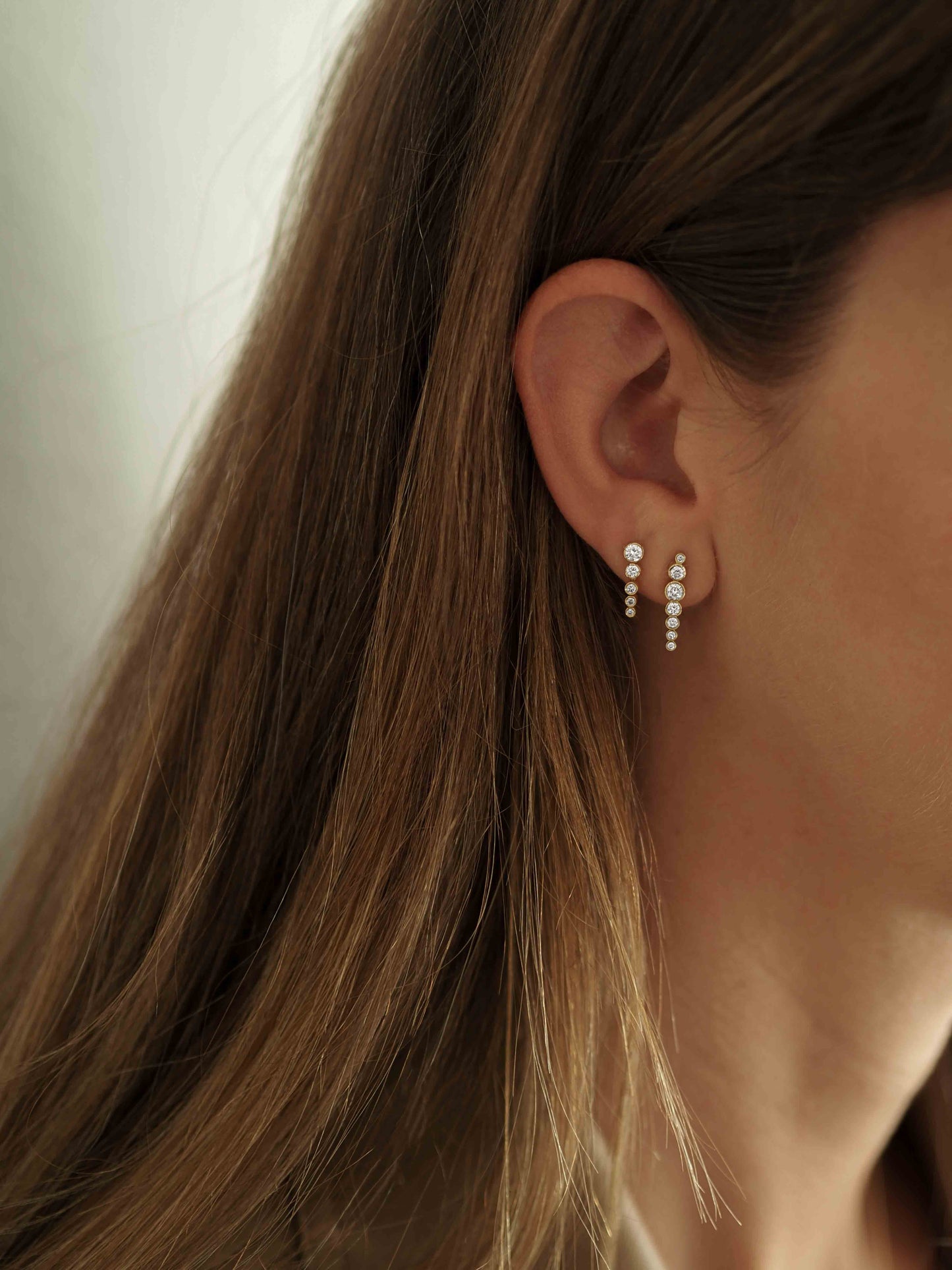 Short Dangling Diamond Bezel Stud 14K Gold (0.41 ct.) | Single