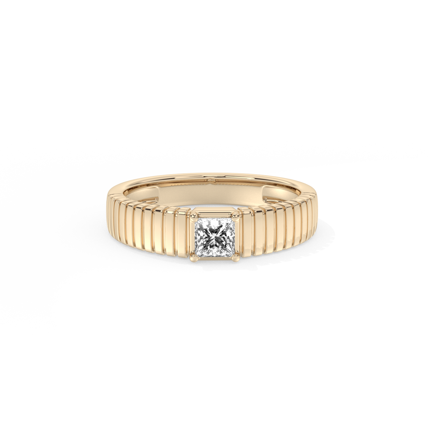 Statement Ribbed Lab-grown Diamond Ring - 14K Yellow Gold (0.33 ct.)