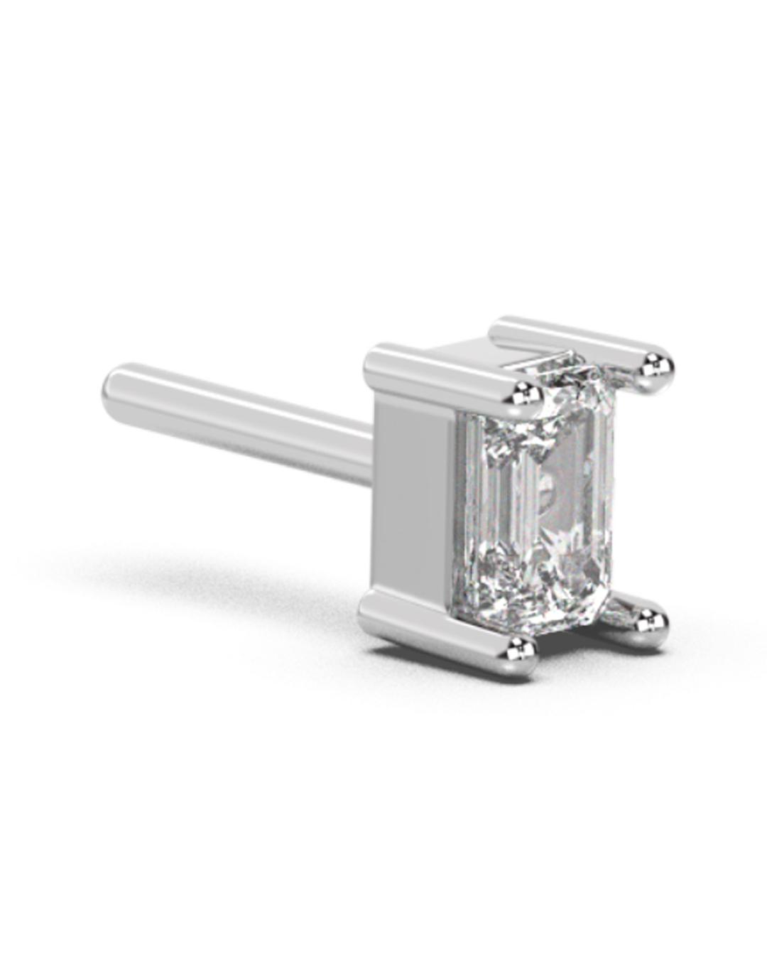 Small Emerald Cut Diamond Stud - 14K White Gold (0.20 ct.) | Pair