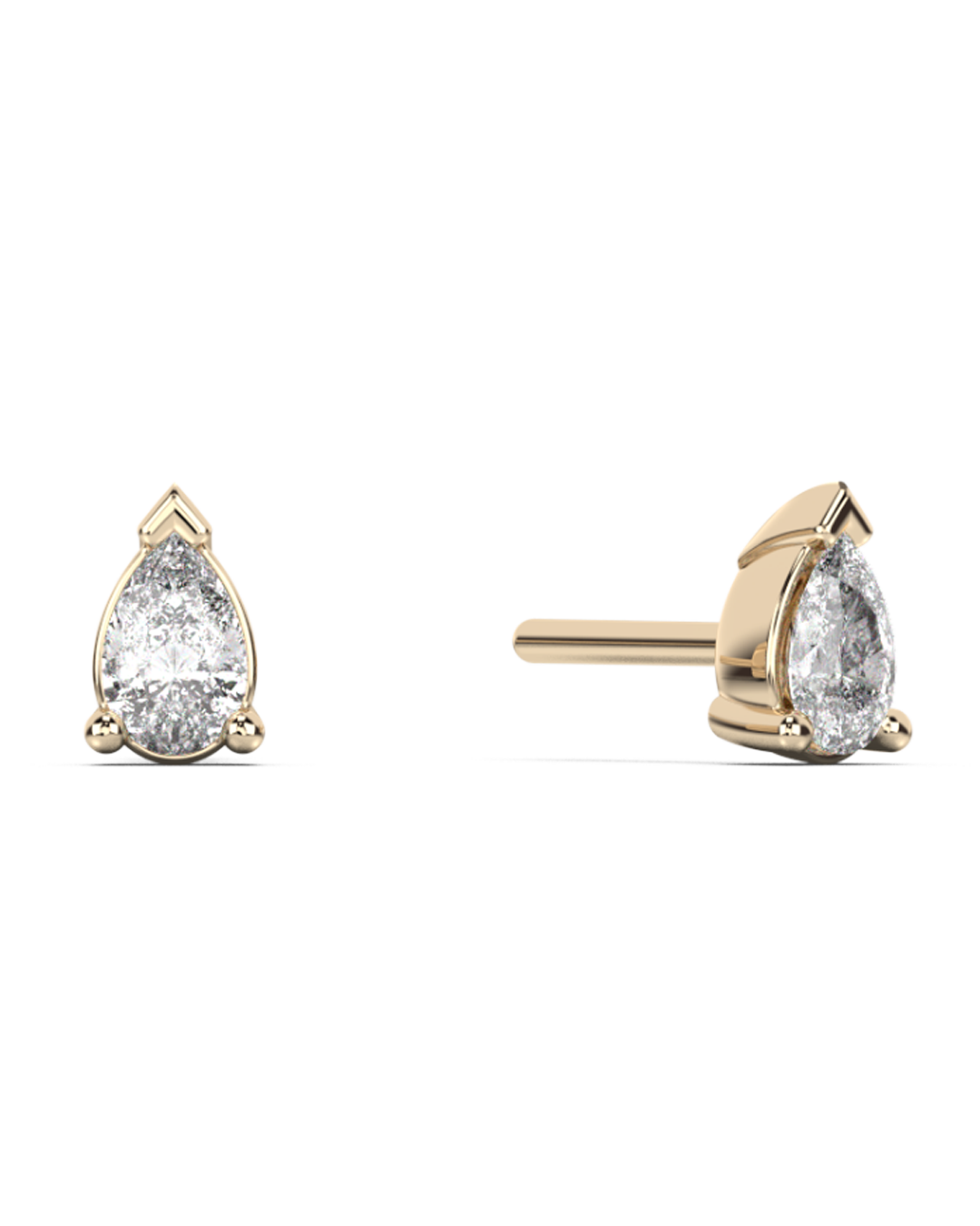 Small Pear Cut Diamond Stud - 14K Yellow Gold (0.10 ct.) | Single