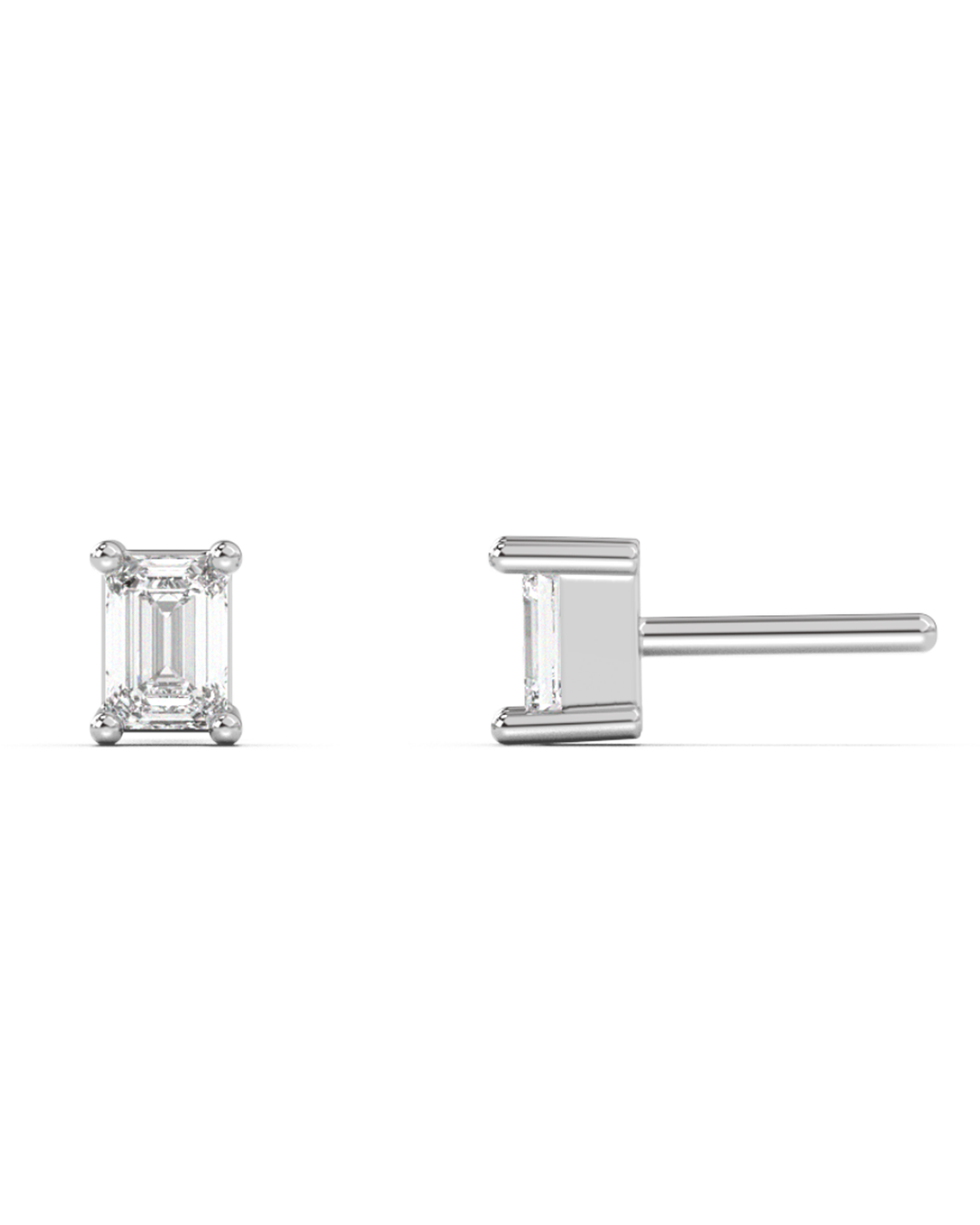 Medium emerald cut diamond stud 14K Gold (0.20 ct.) | Single