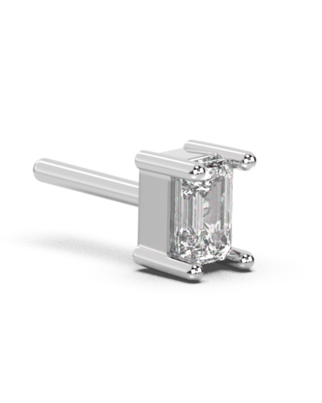 Medium Emerald Cut Diamond Stud - 14K White Gold (0.40 ct.) | Pair