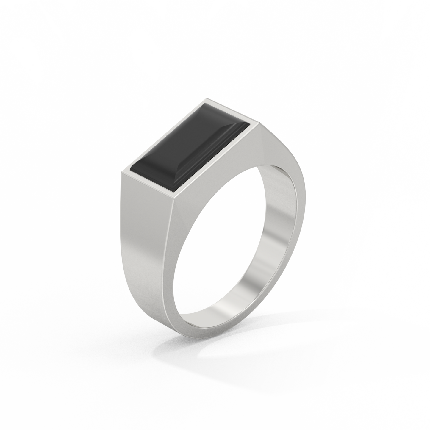 Rectangular Signet Ring Black Agate Sterling Silver