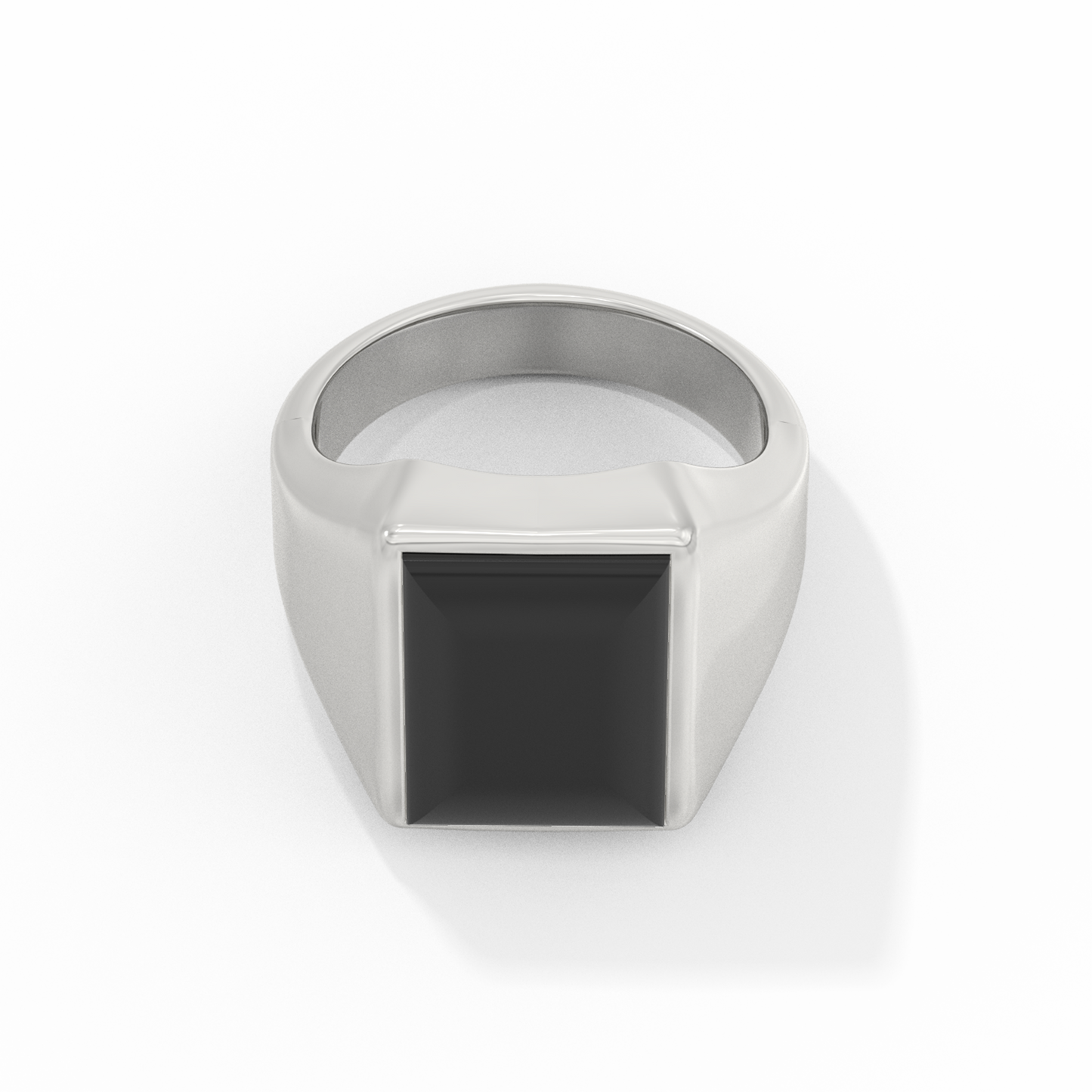 Square Signet Ring Black Agate Sterling Silver