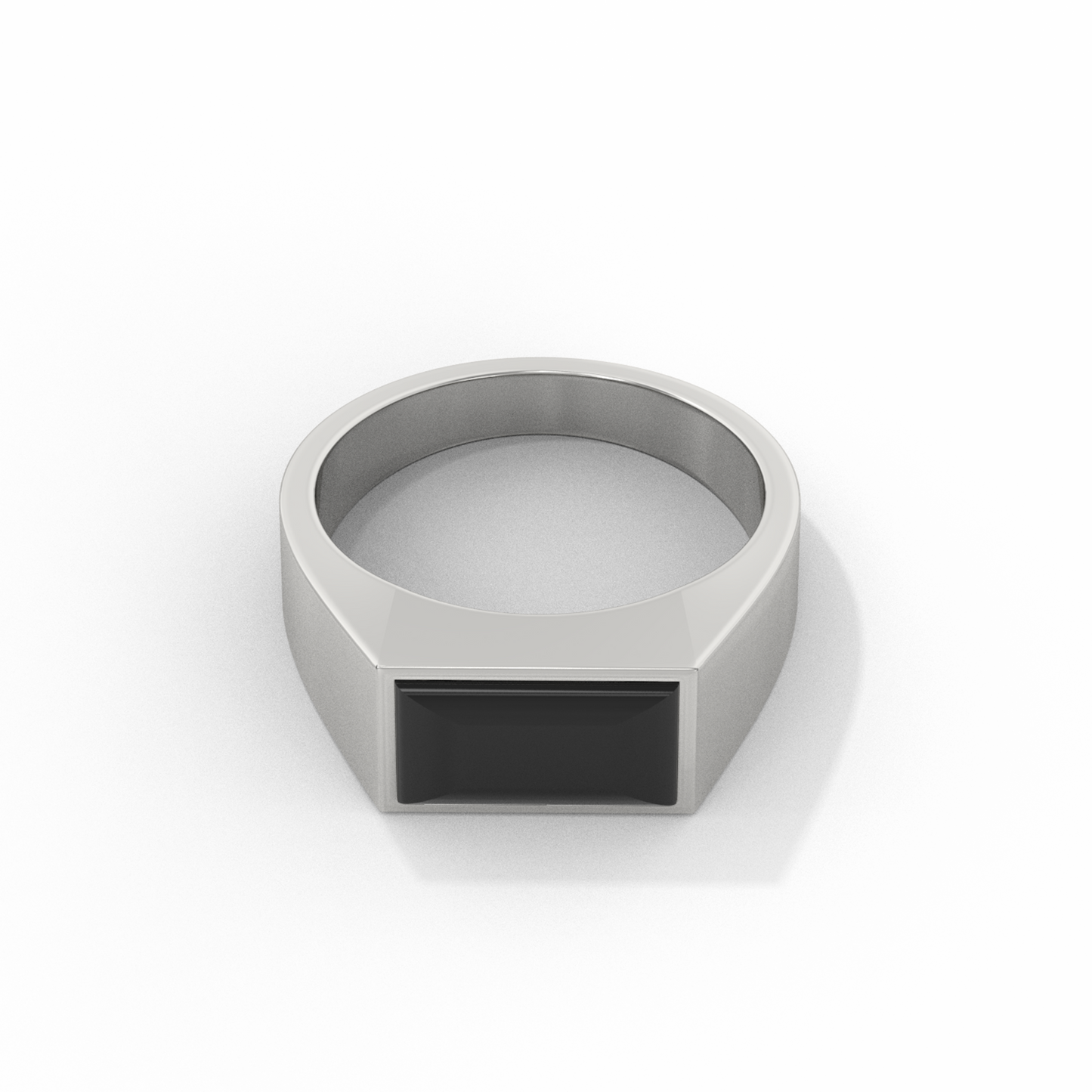 Rectangular Signet Ring Black Agate Sterling Silver