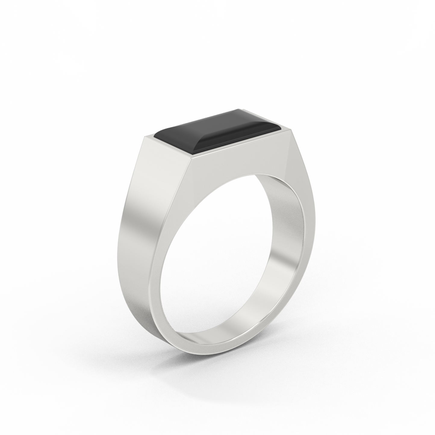 Rectangular Signet Ring Black Agate Sterling Silver