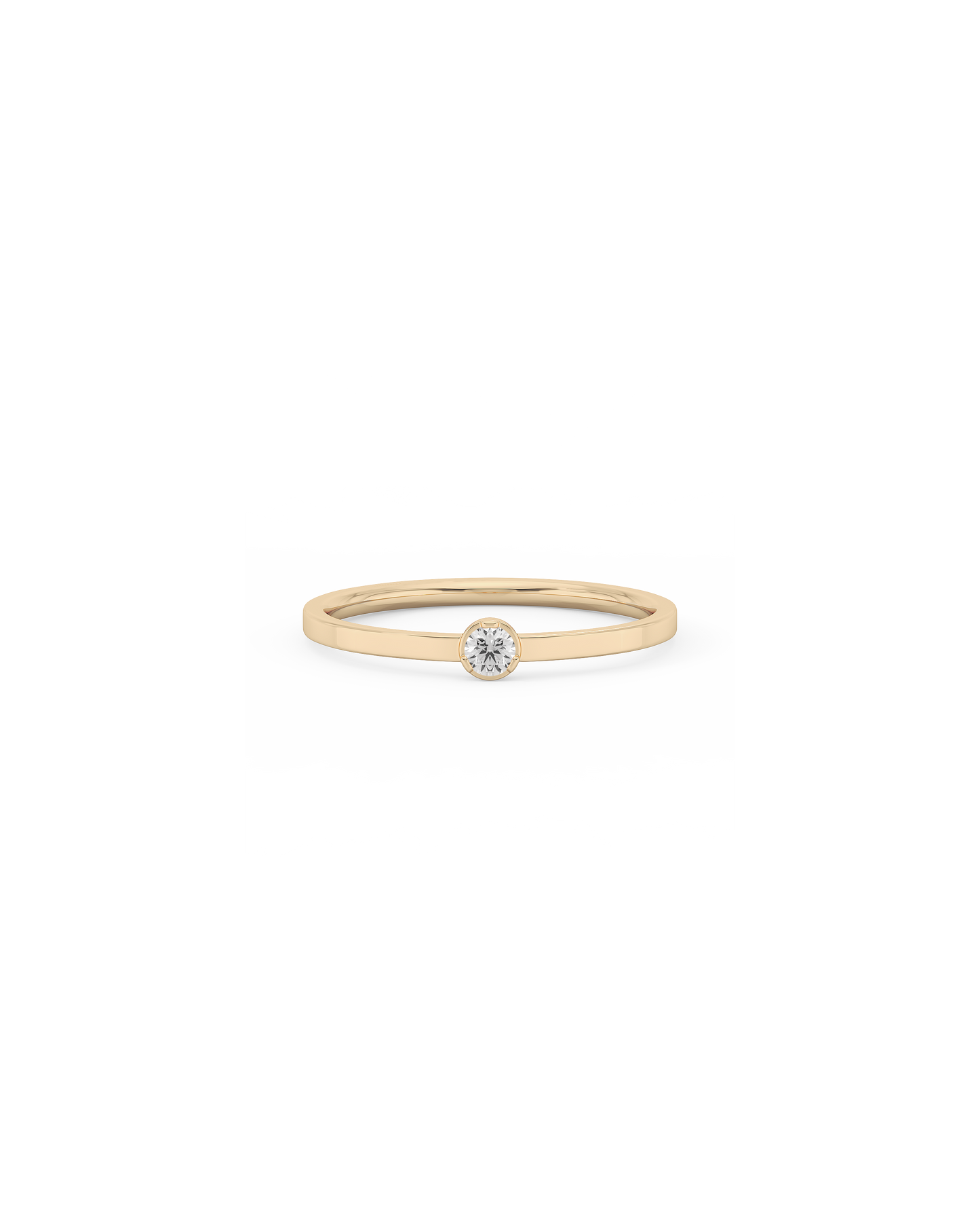 Small Solitaire Bezel Diamond Ring - 14K Yellow Gold (0.06 ct.)