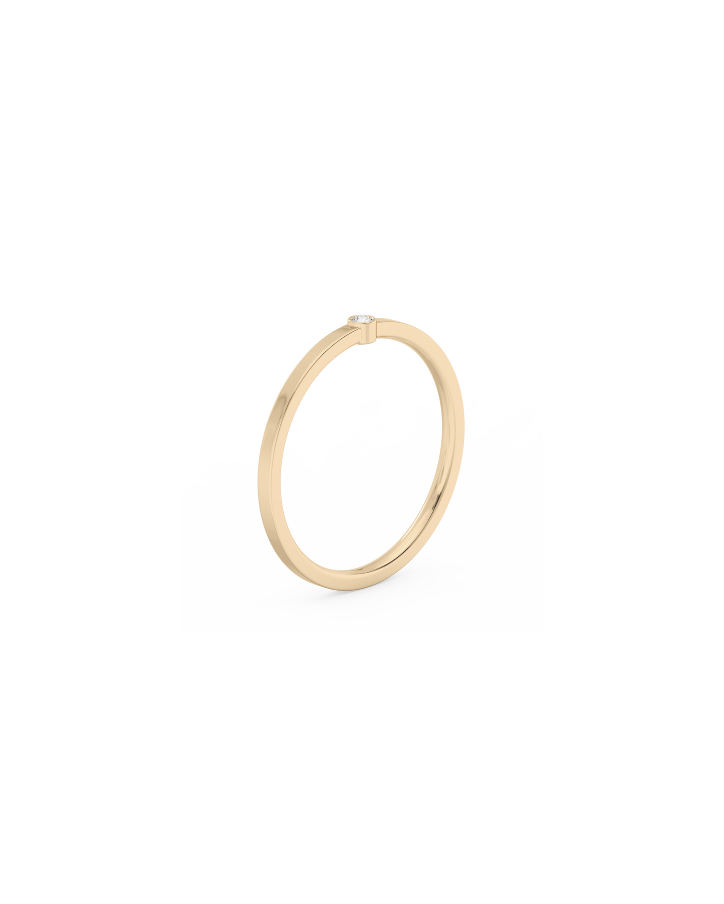 Tiny Solitaire Bezel Lab-grown Diamond Ring - 14K Yellow Gold (0.02 ct.)