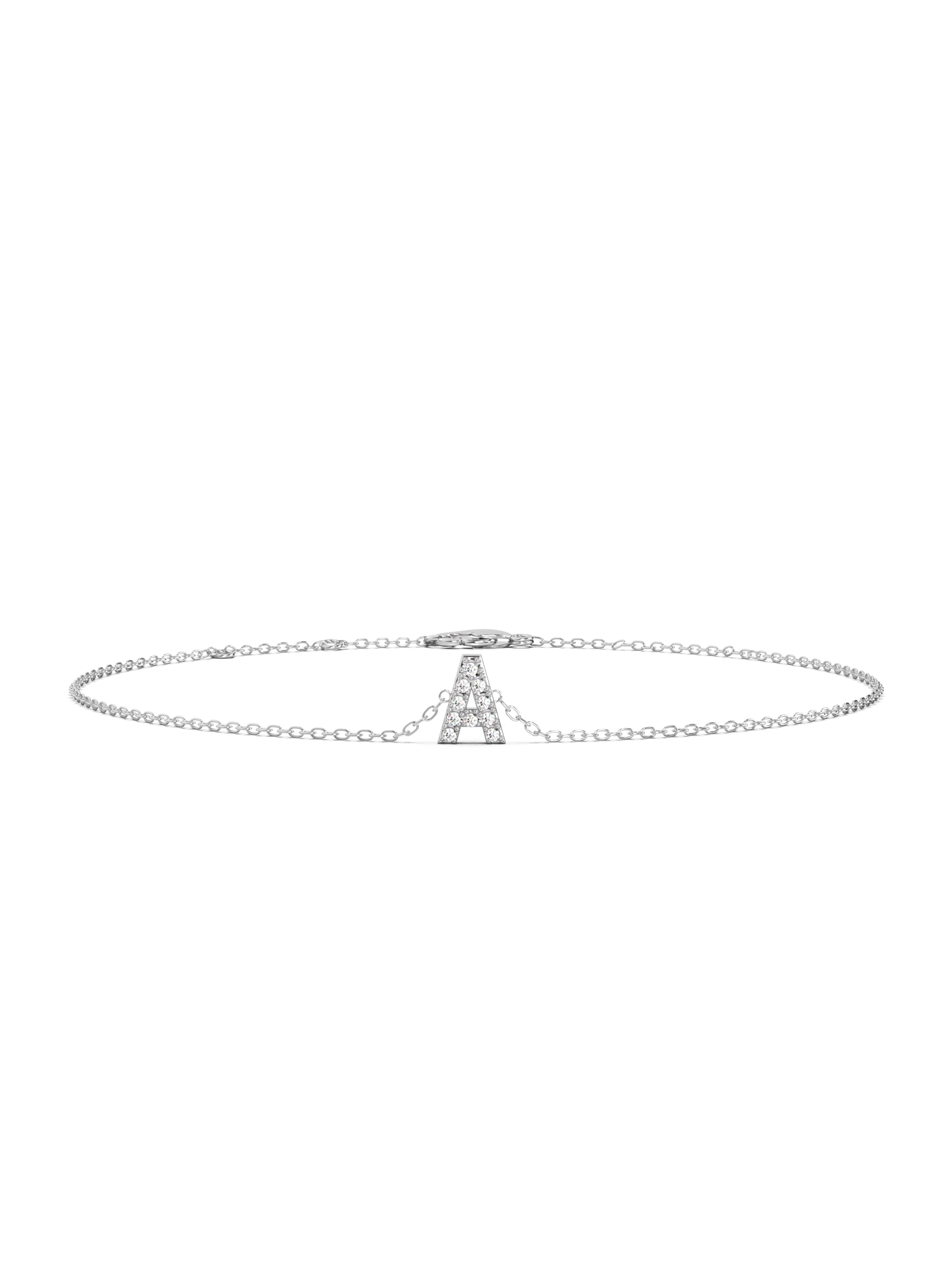 Letter Lab-grown Diamond Bracelet | A-Z | - 14K White Gold (0.04 ct.)