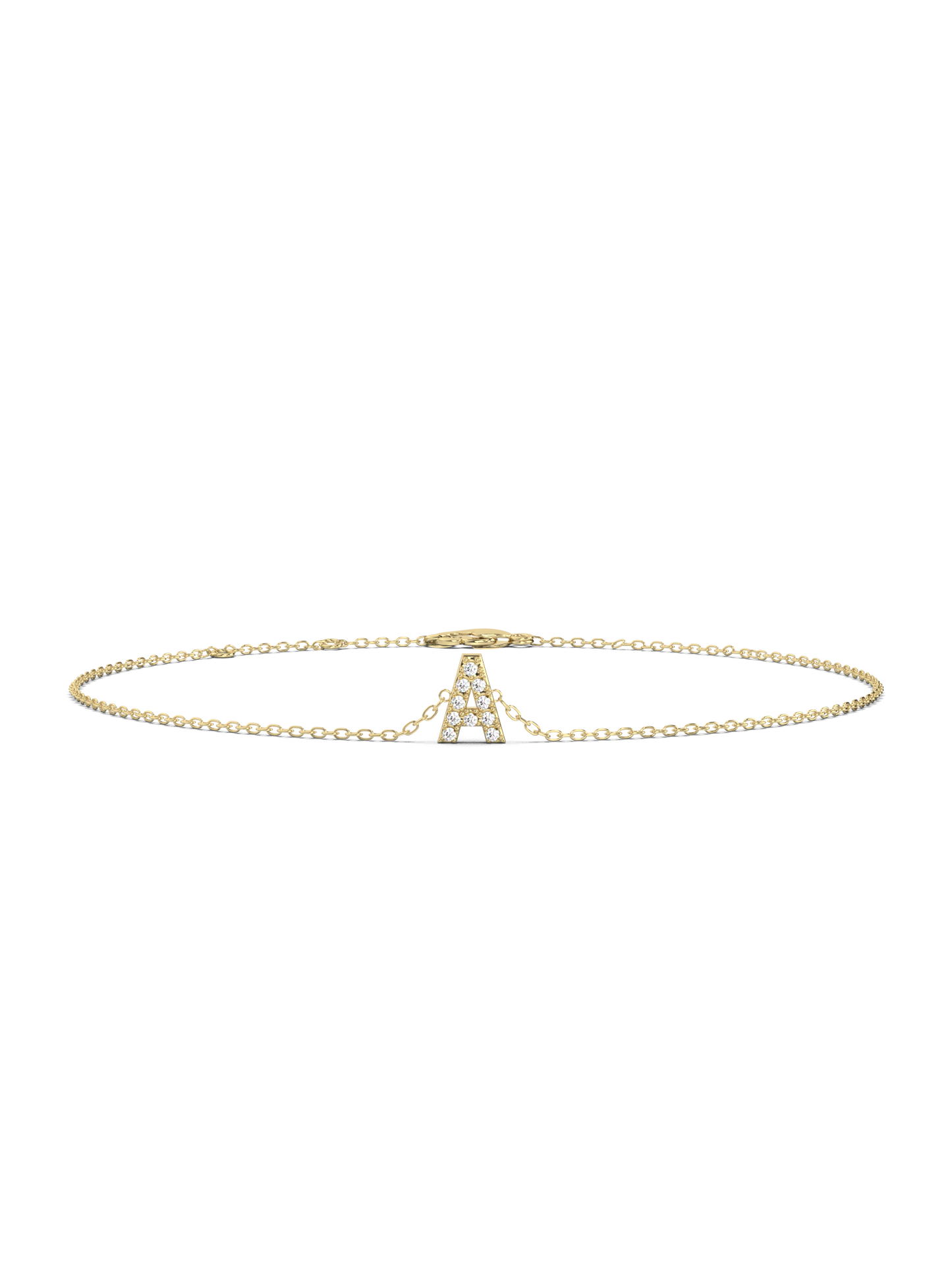 Letter Lab-grown Diamond Bracelet | A-Z | - 14K Yellow Gold (0.04 ct.)