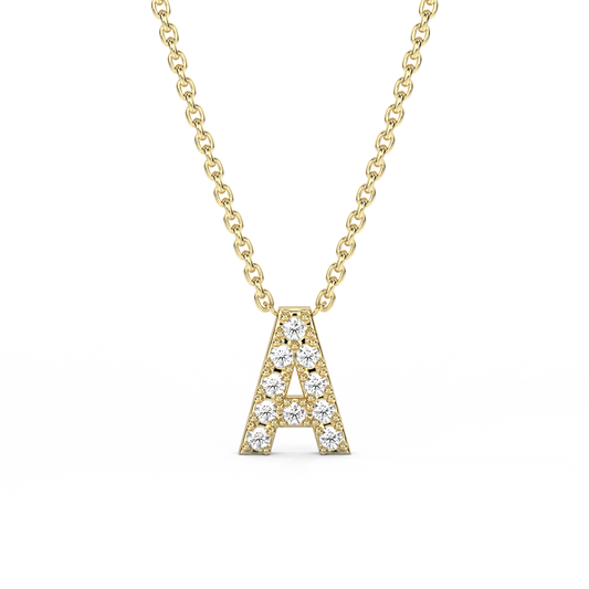 Letter Diamond Necklace | A-Z | 14K Gold (0.04 ct.)