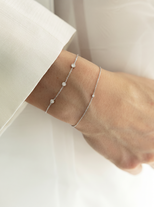 Bezel Lab-grown Diamond Bracelet - 14K White Gold (0.18 ct.)
