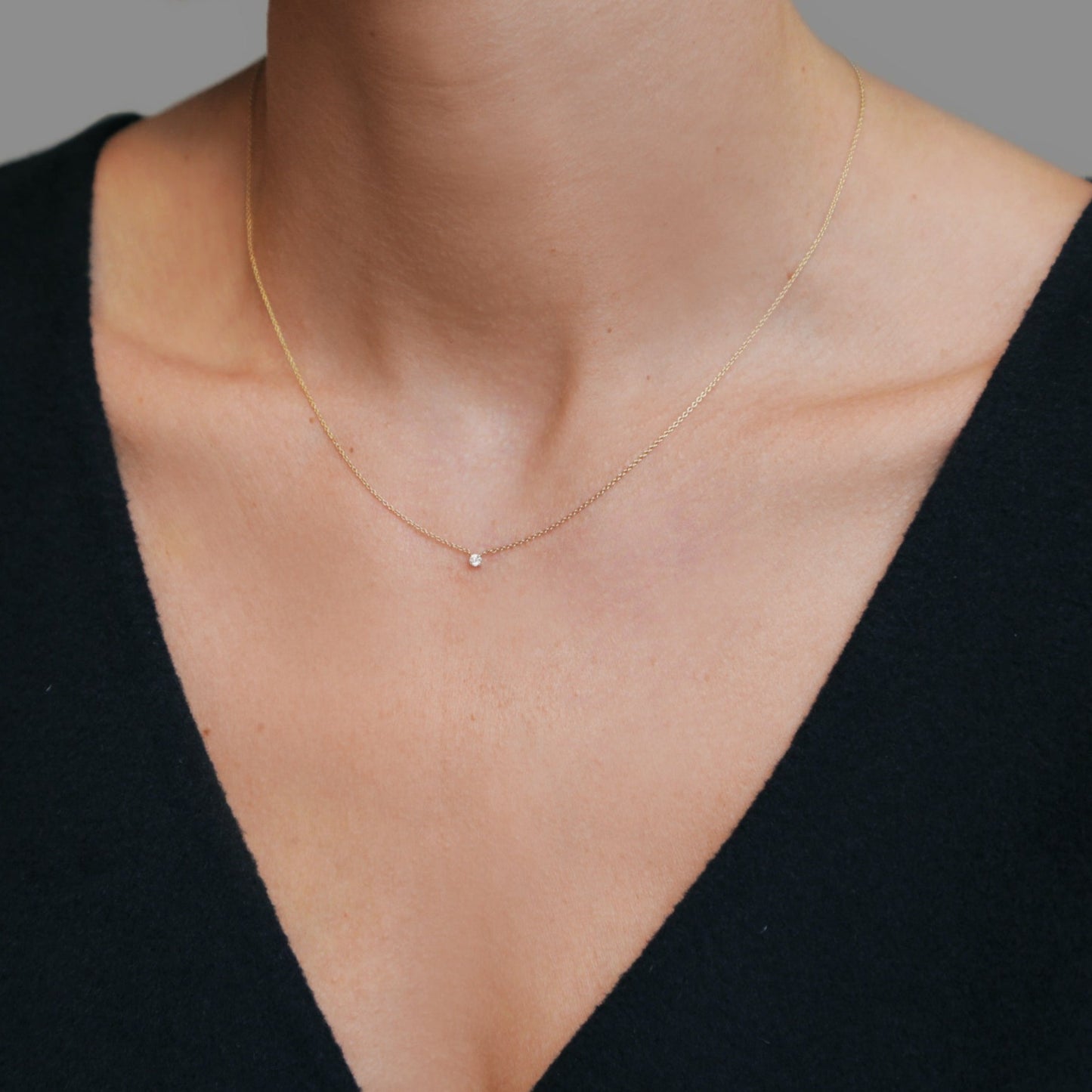 Tiny Prong Diamond Necklace 14K Gold (0.03 ct.)