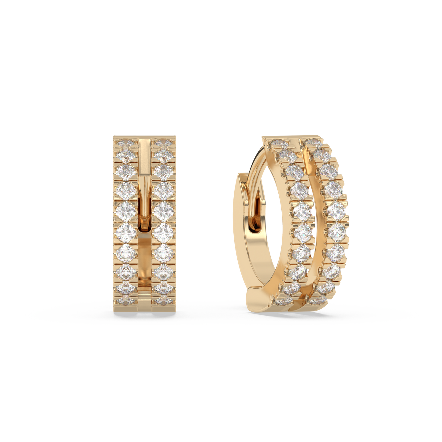 Tiny Double Diamond Huggies 14K Gold (0.10 ct.) | Single