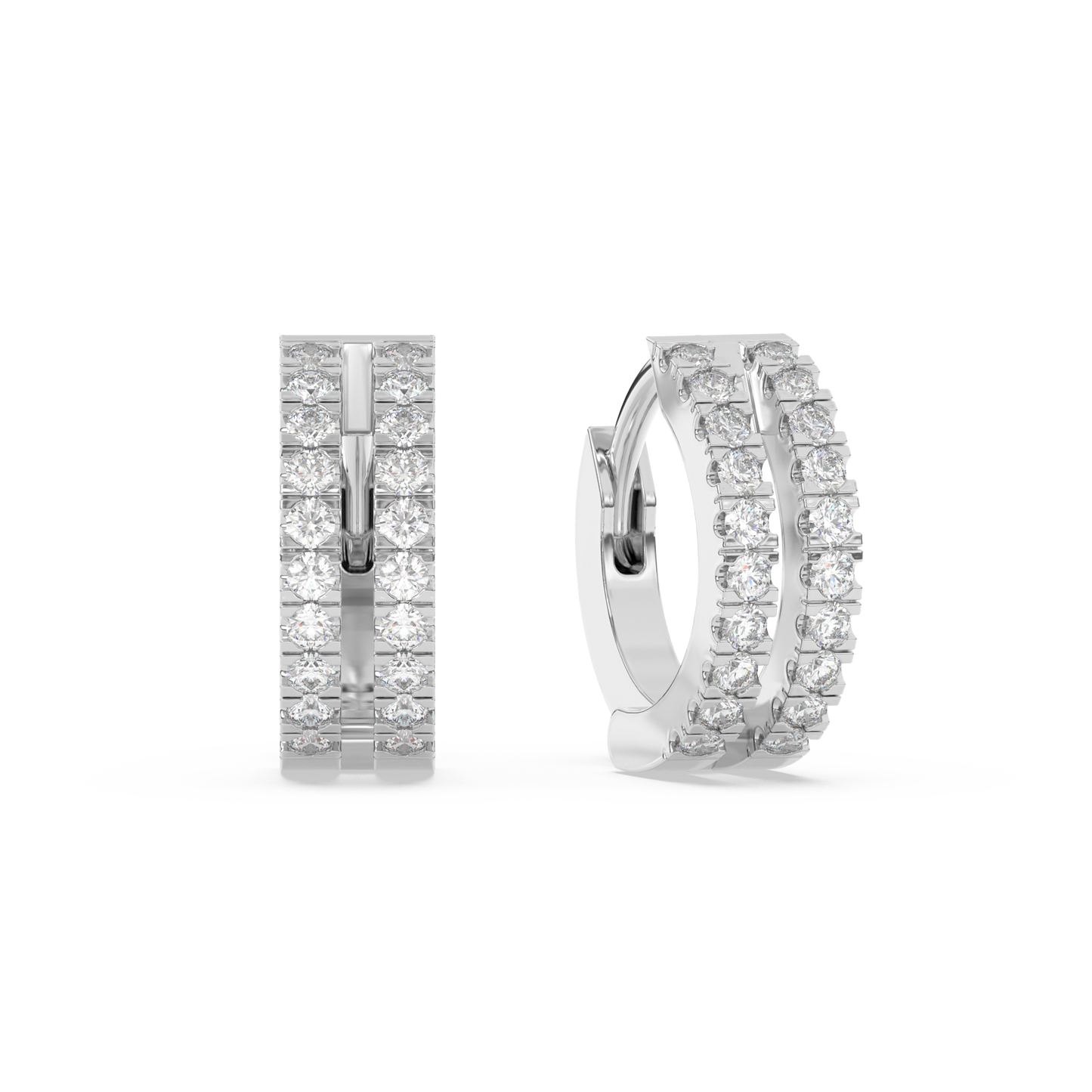 Tiny Double Diamond Huggies 14K Gold (0.10 ct.) | Single