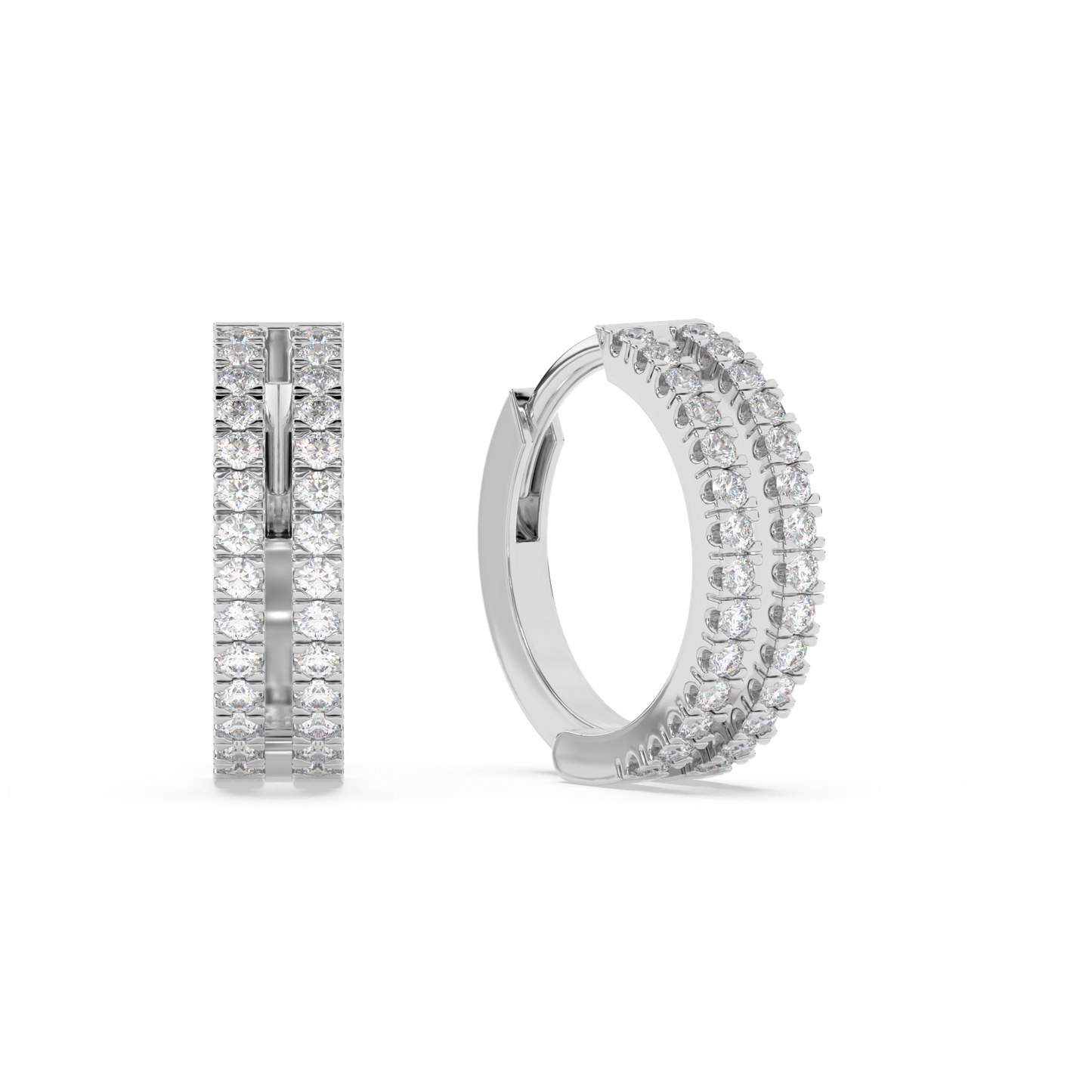 Small Double Diamond Huggies 14K Gold (0.14 ct.) | Single