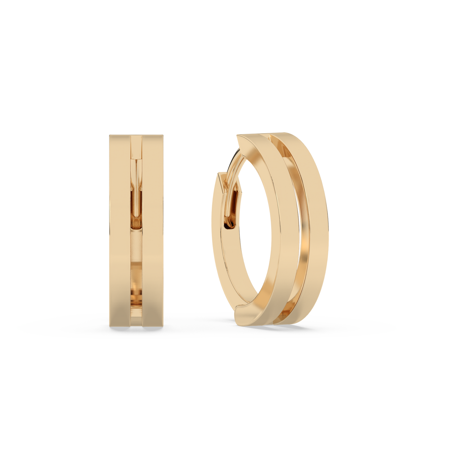 Small Double Huggies 14K Gold | Single