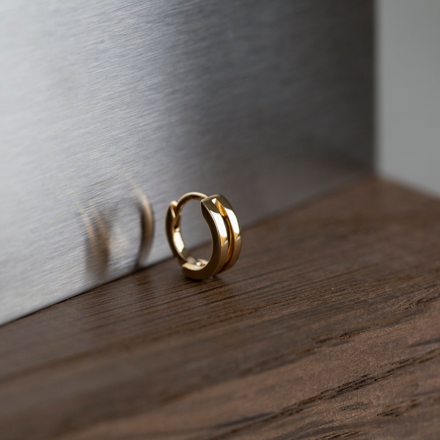 Tiny Double Huggies 14K Gold | Single