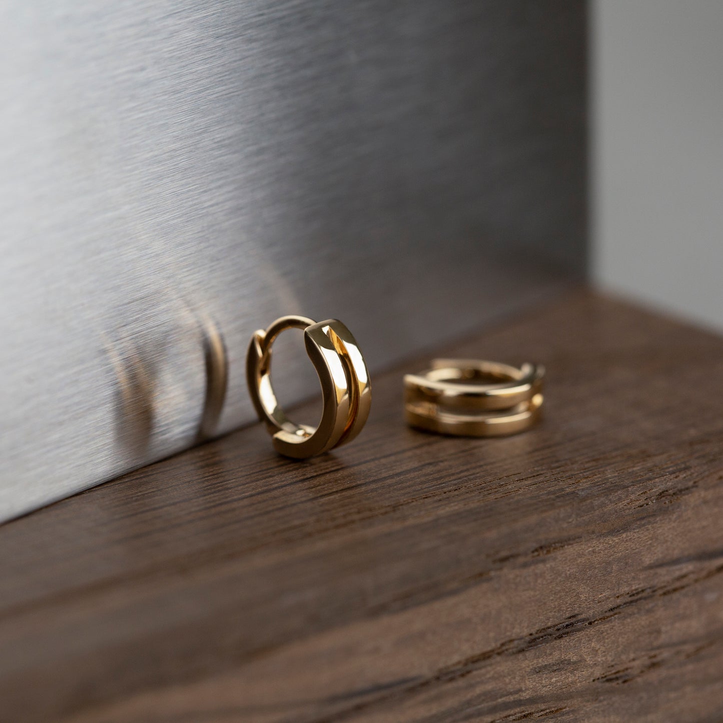 Tiny Double Huggies 14K Gold | Single