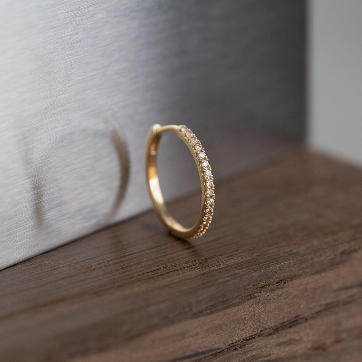 Medium Diamond Huggies 14K Gold (0.09 ct.) | Single