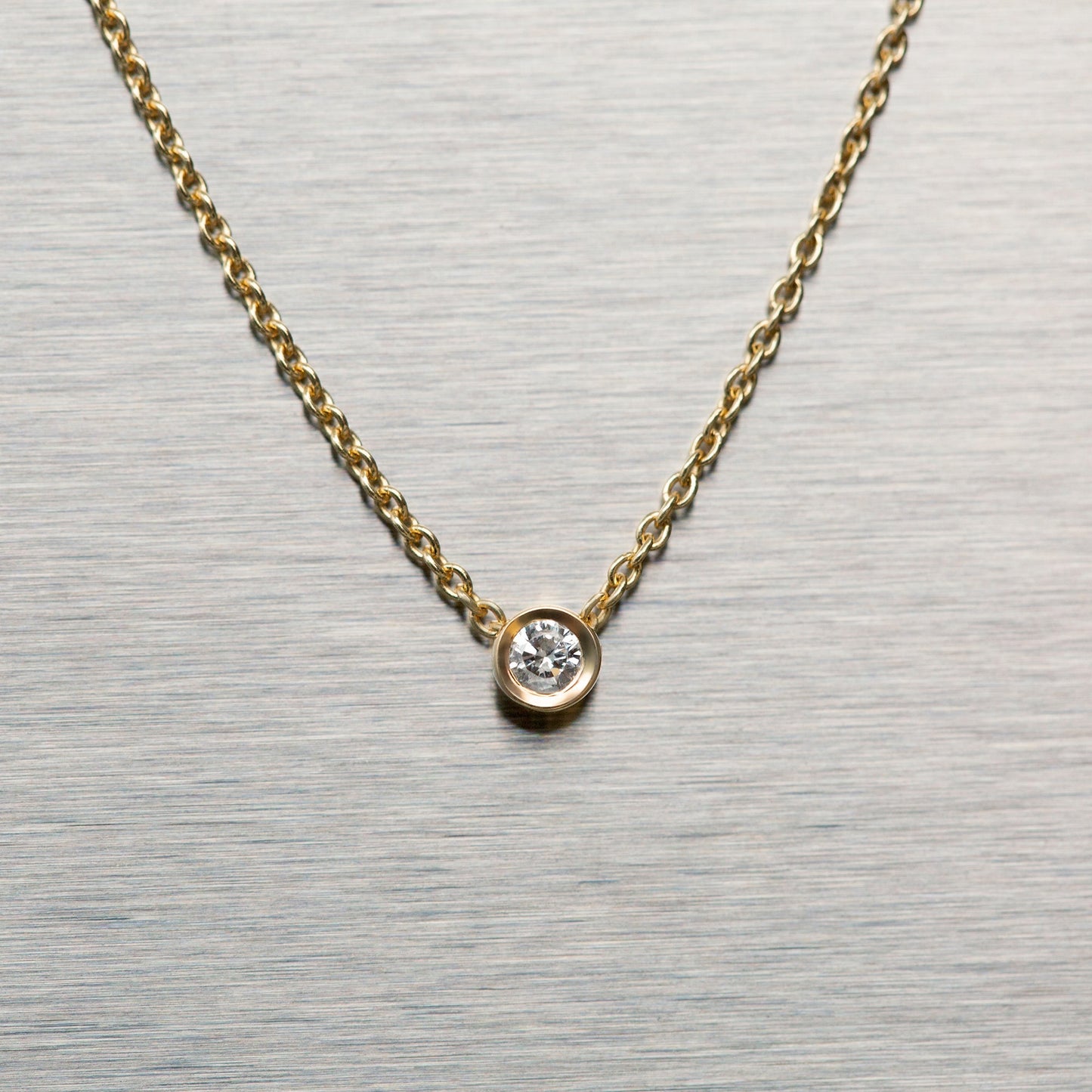 Bezel Lab-grown Diamond Necklace Tiny (0.03 ct.) 14K Yellow Gold