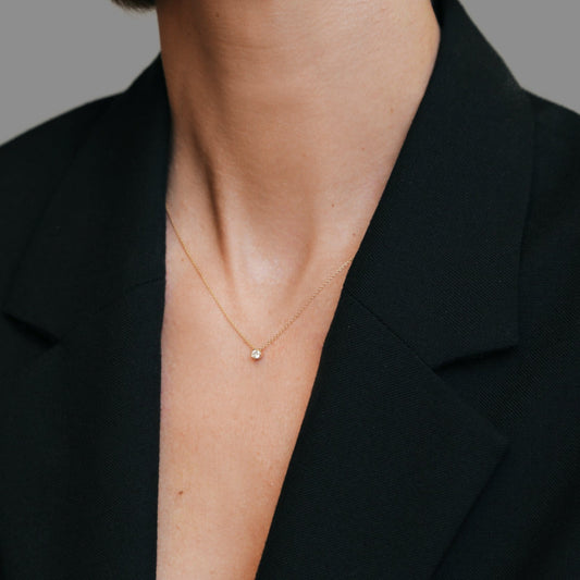 Medium Bezel Lab-grown Diamond Necklace - 14K Yellow Gold (0.10 ct.)
