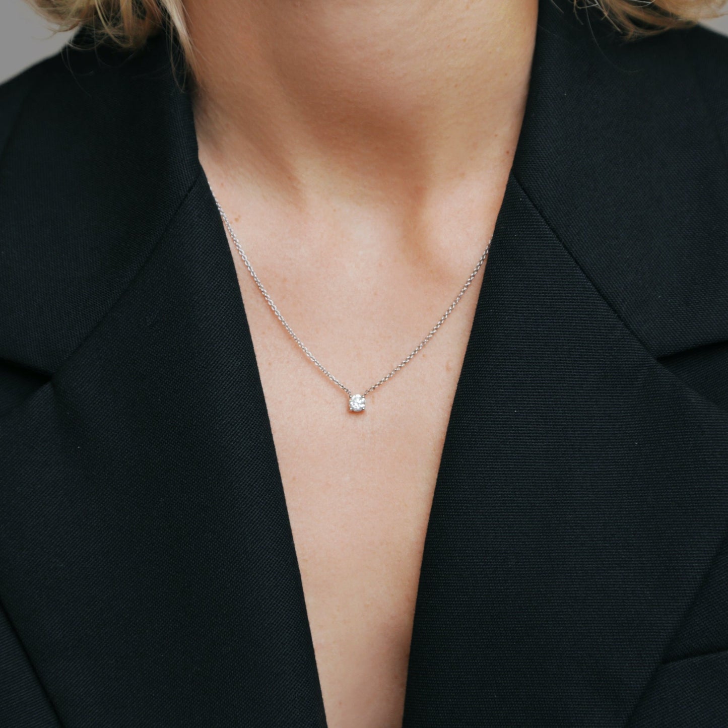 Prong Diamond Necklace 14K White Gold (0.50 ct.)